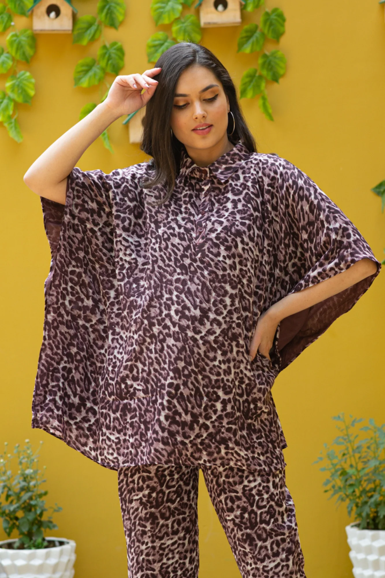 Luxe Noir Jungle Print Maternity & Nursing Top - Chenance
