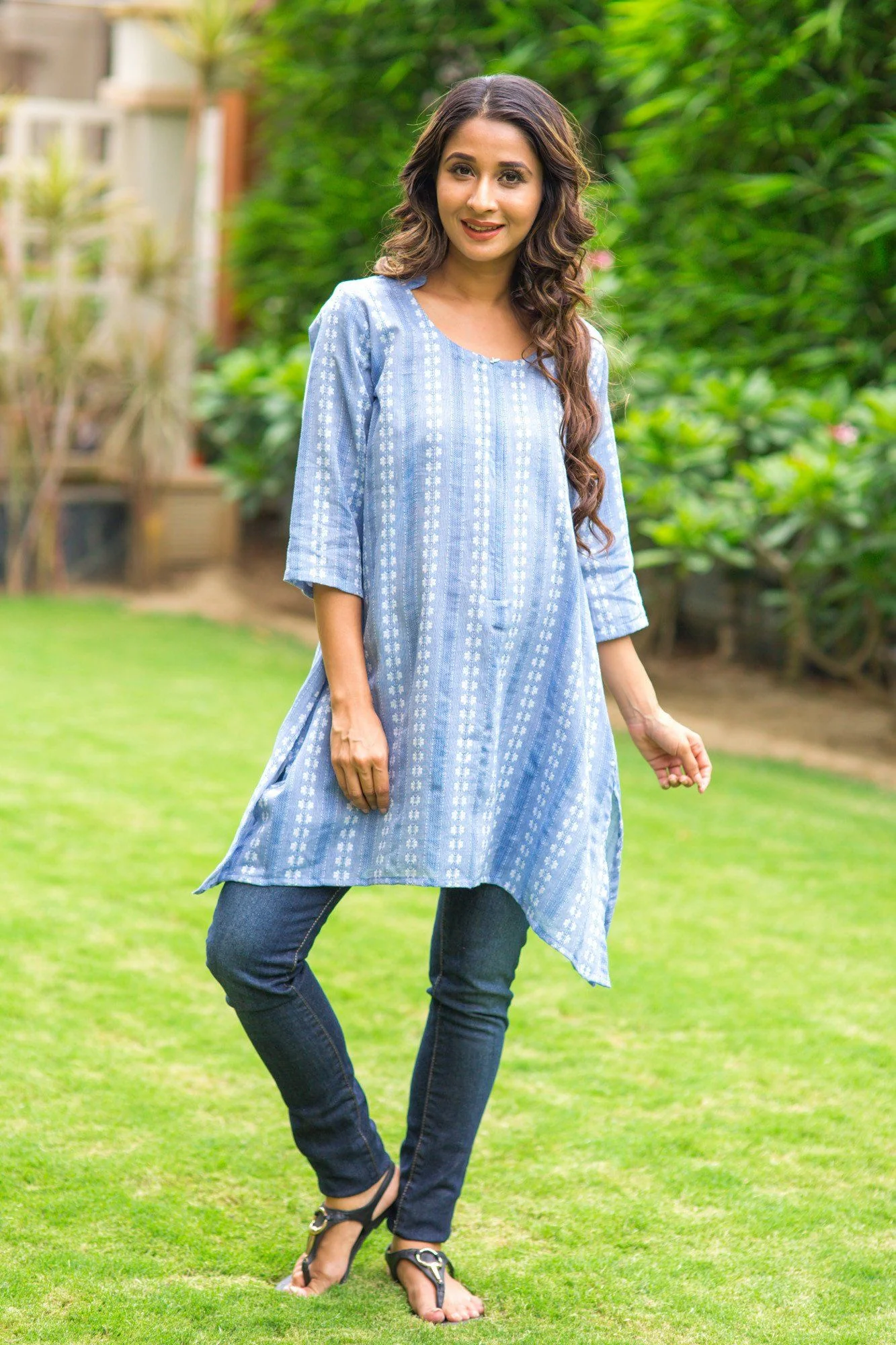 Denim Front Zip Maternity & Nursing Top - Chenance