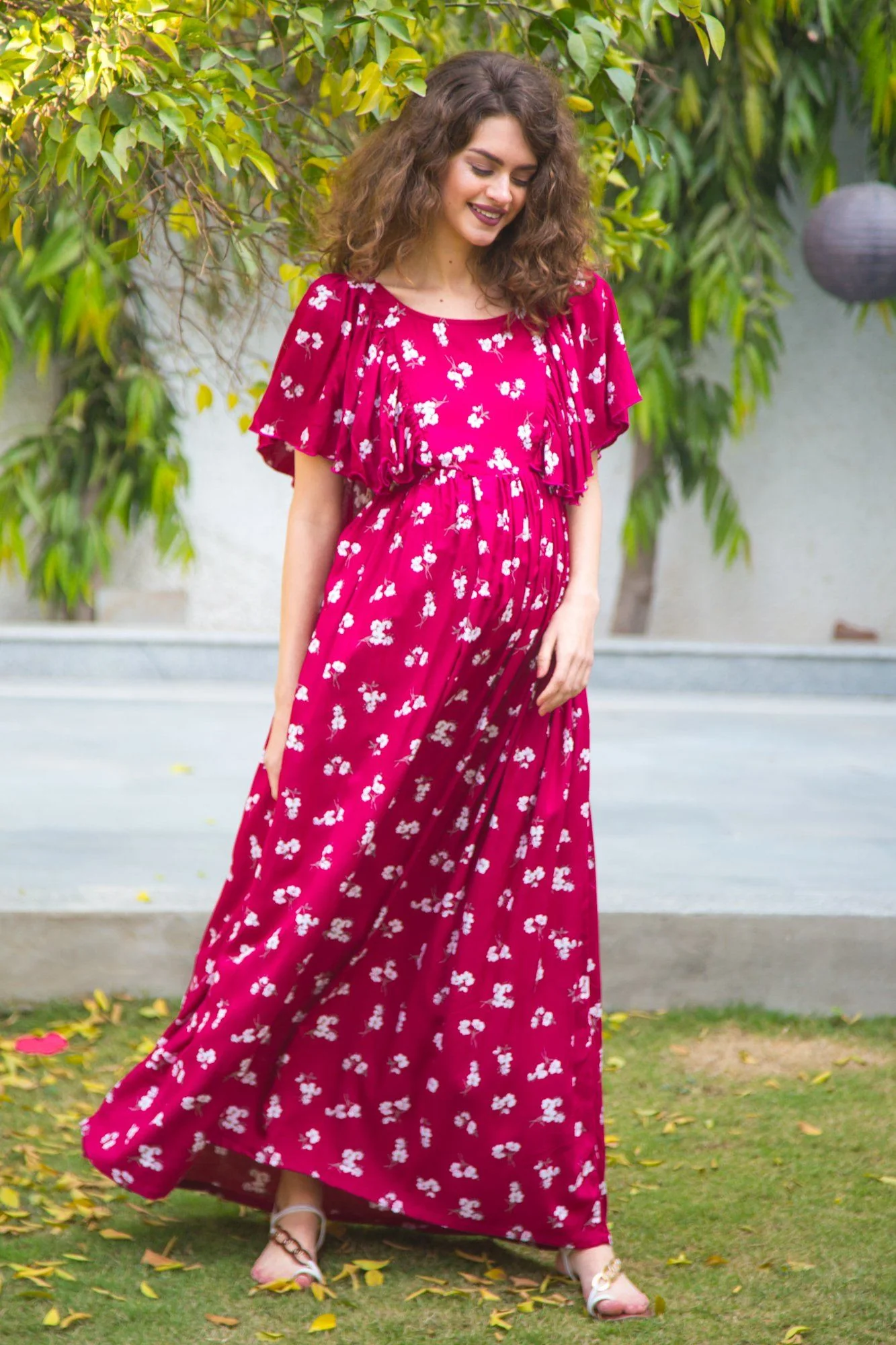 Persian Berry Maternity & Nursing Flap Dress - Chenance