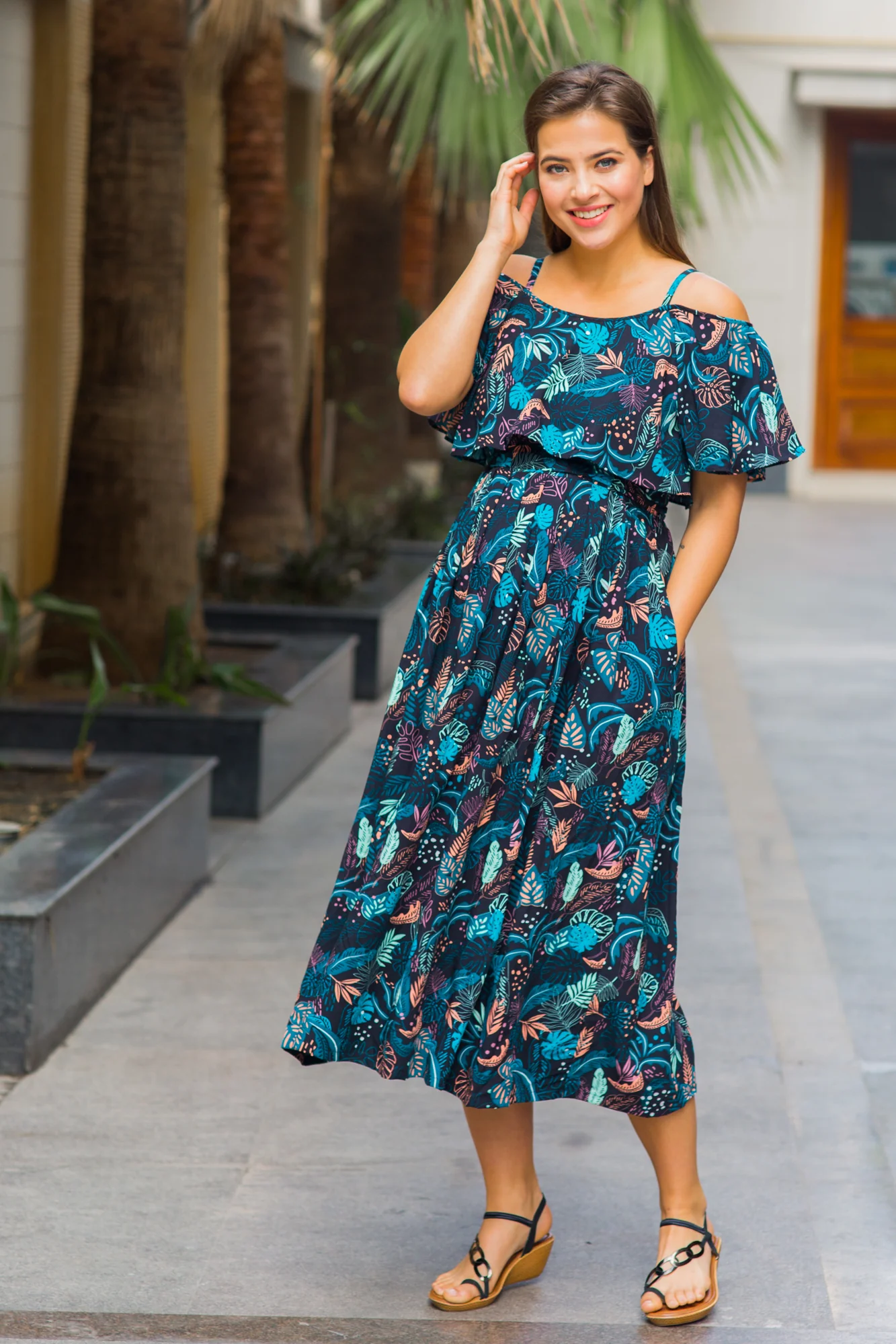 Chirpy Tropic Cold Shoulder Maternity & Nursing Maxi - Chenance