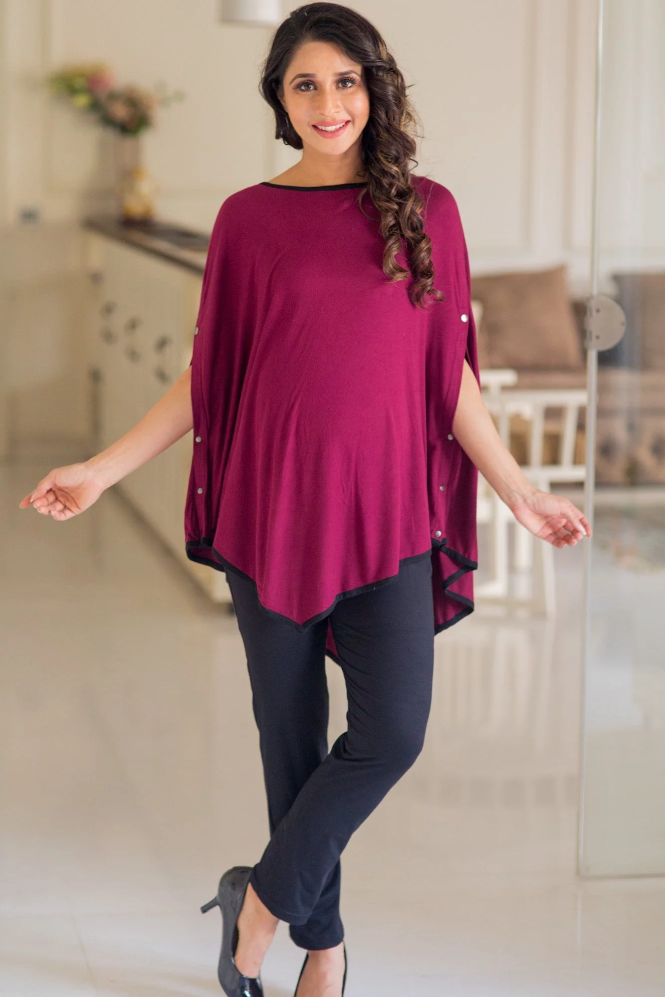 Sangria Asymmetrical Nursing Top - Chenance