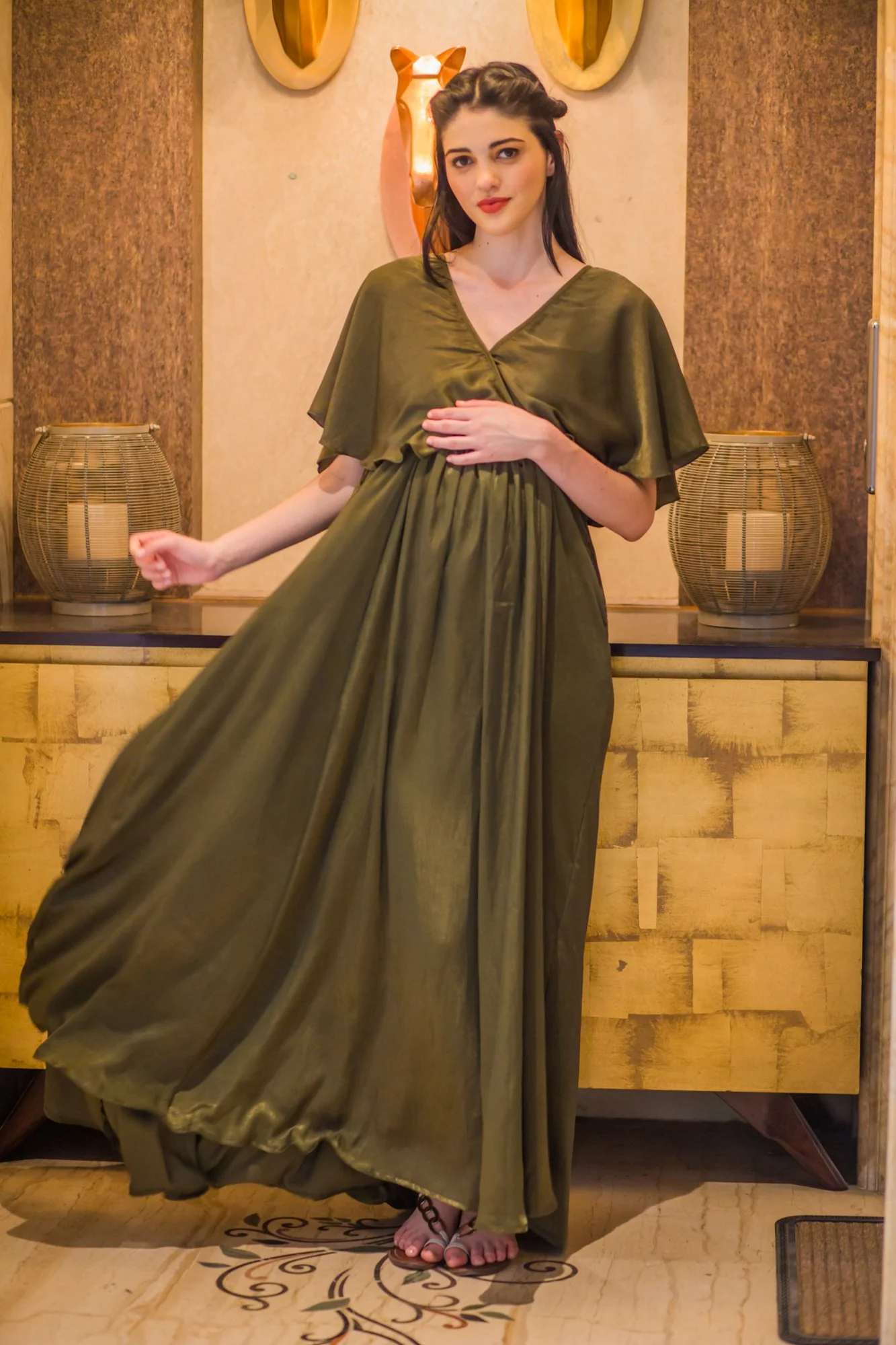 Exquisite Olive Maternity & Nursing Dress - Chenance