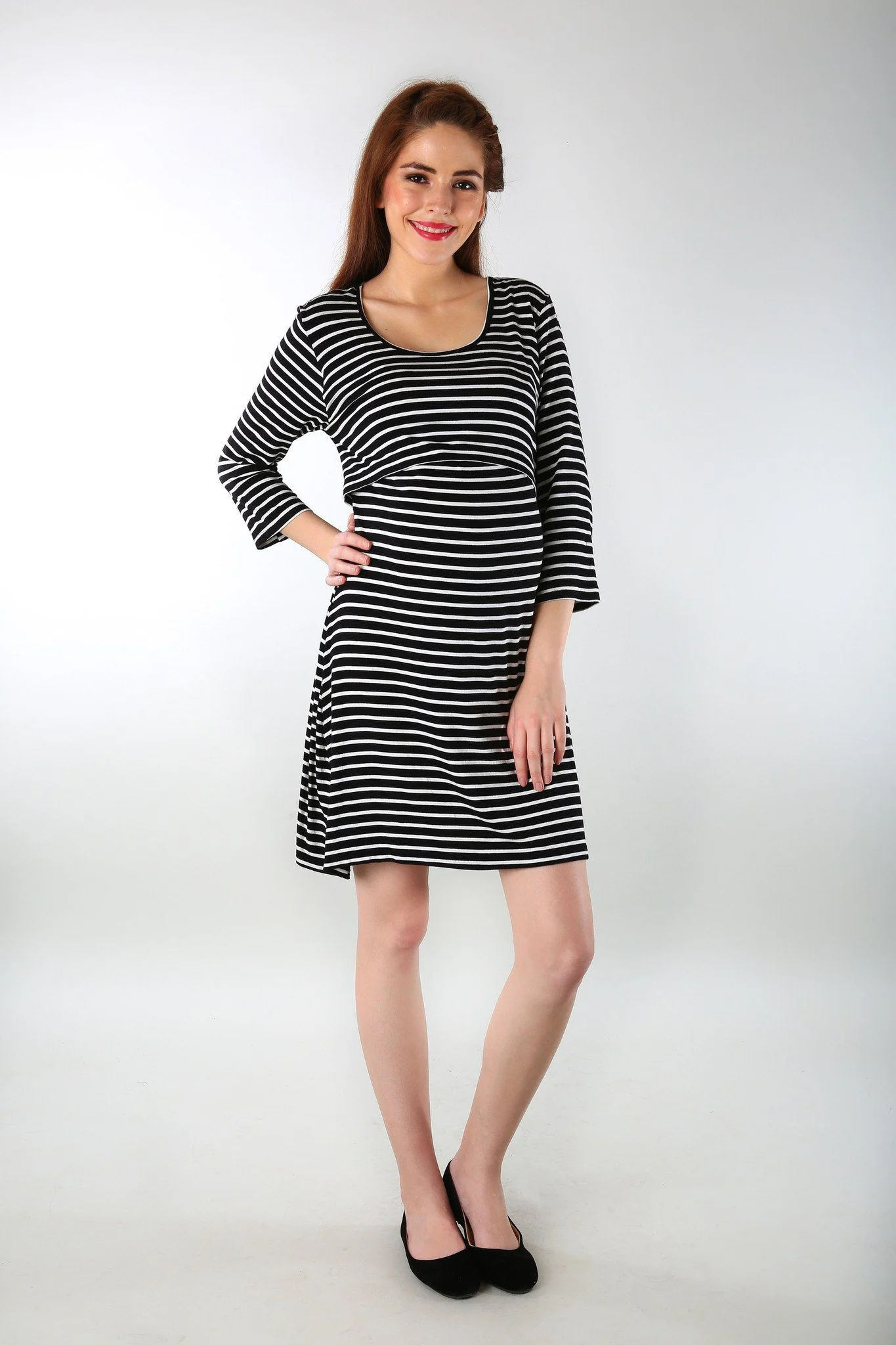 Nautical Striped Maternity & Nursing Dress - Chenance