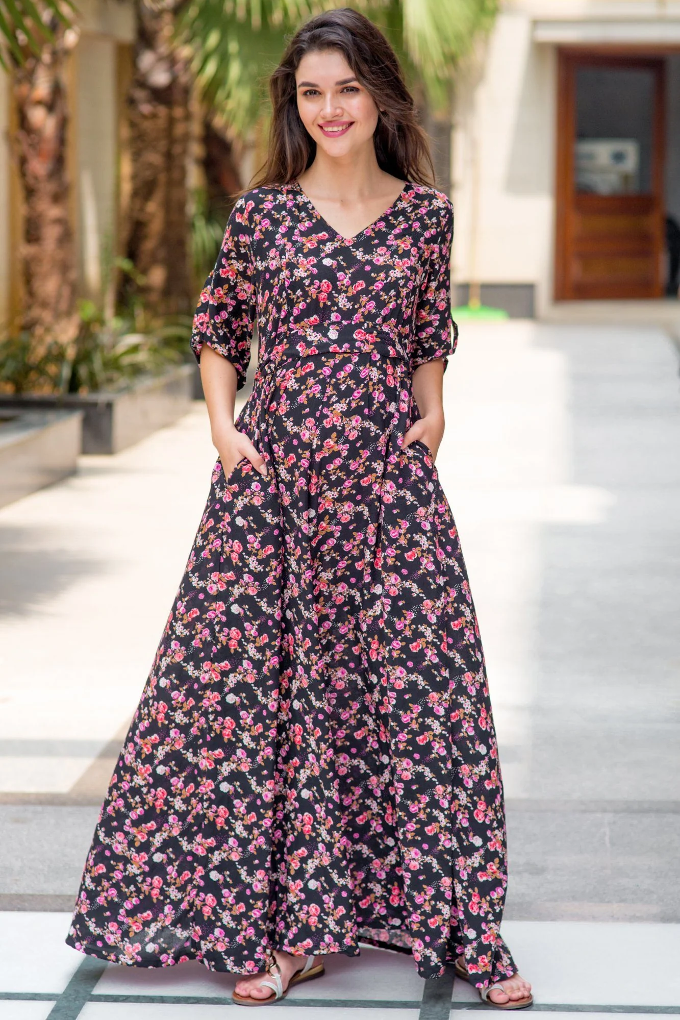 Floral Amour Maternity & Nursing Maxi Dress - Chenance