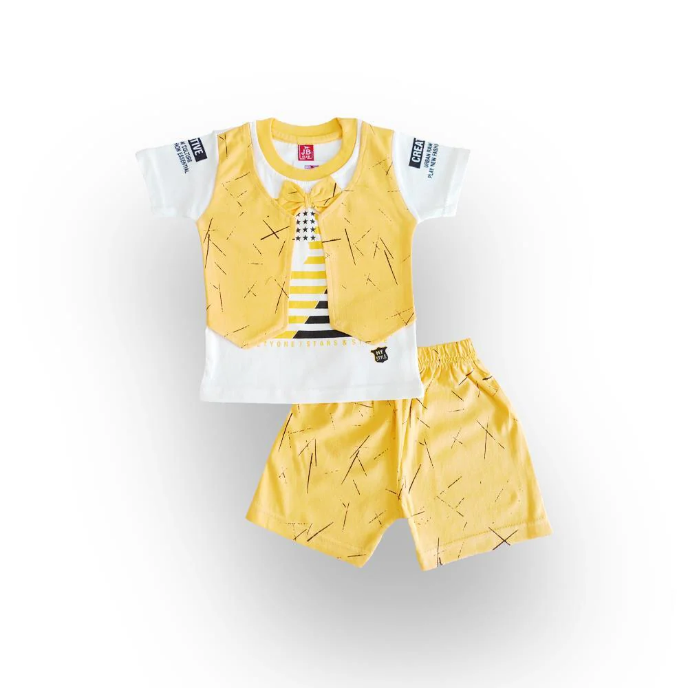 Yellow Dash Bow Shorts Set (0-18m) - Chenance