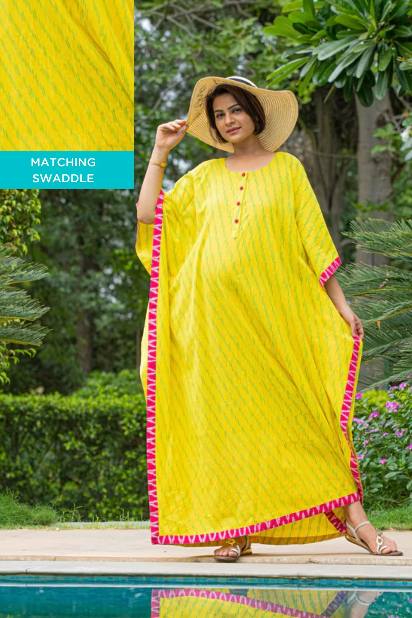 Canary Yellow Maternity & Nursing Kaftan Dress - Chenance