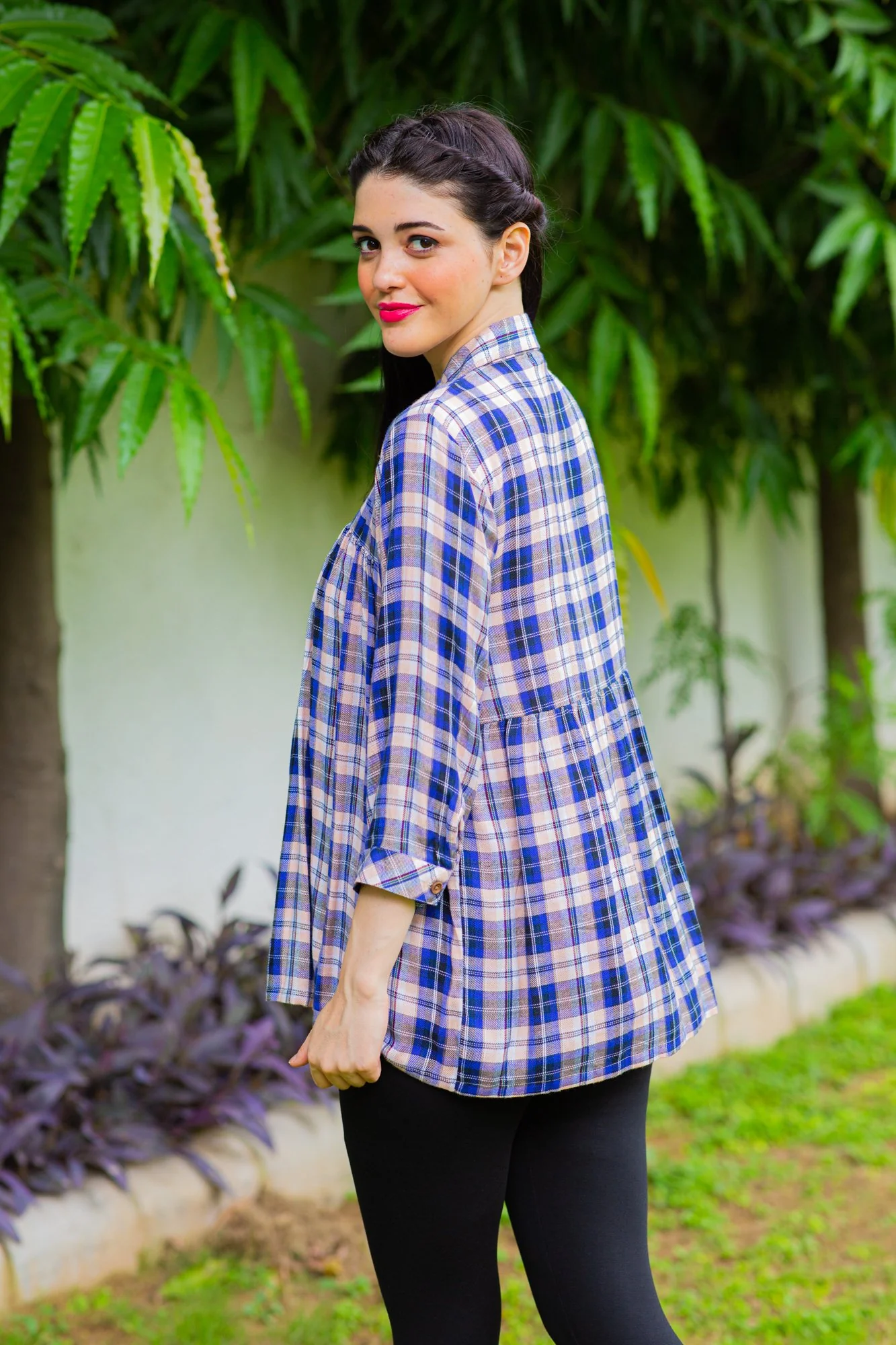 Cool Blue Gathered Maternity & Nursing Top - Chenance