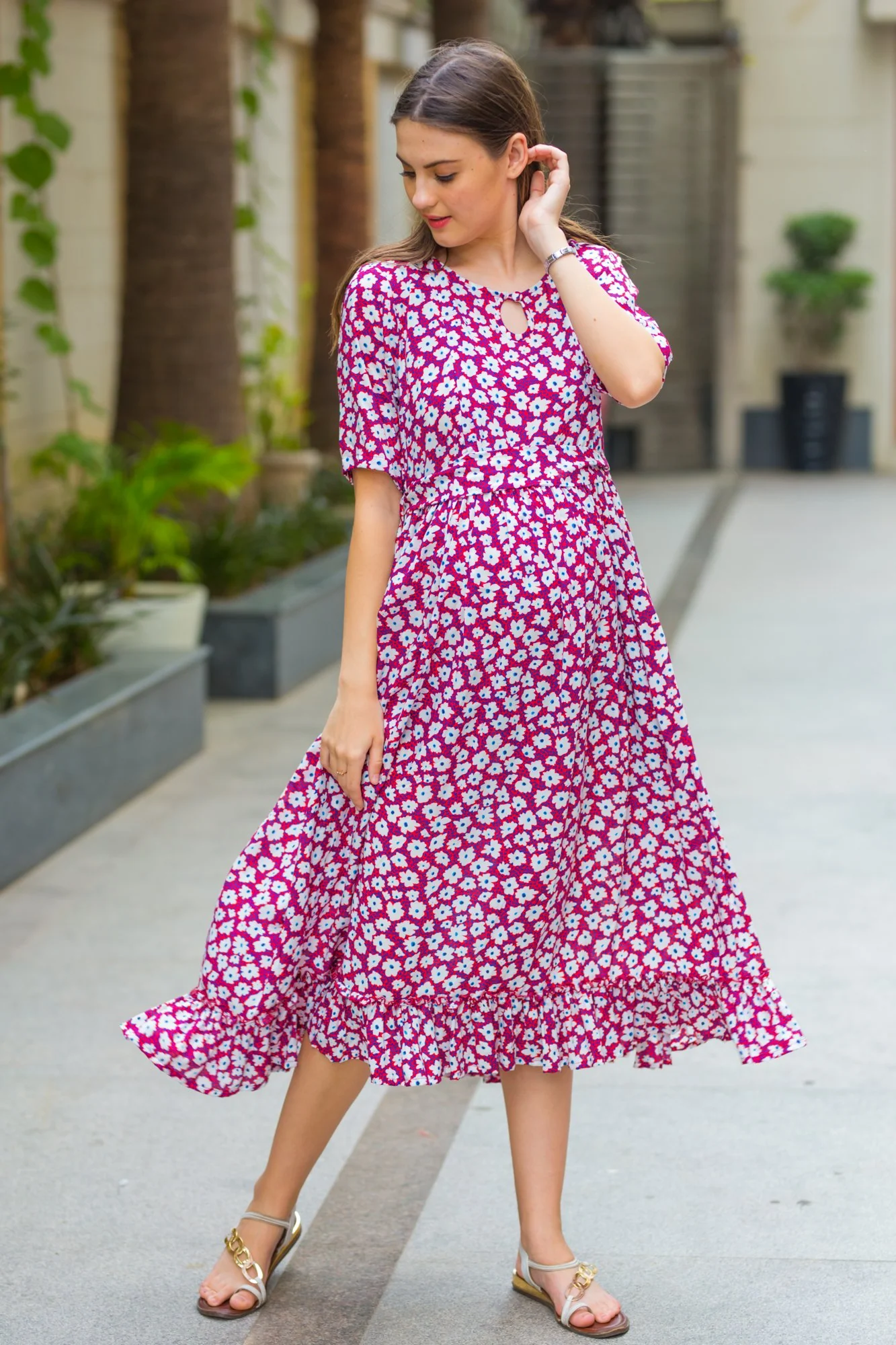 Pristine Chic Concealed Zips Nursing Dress - Chenance