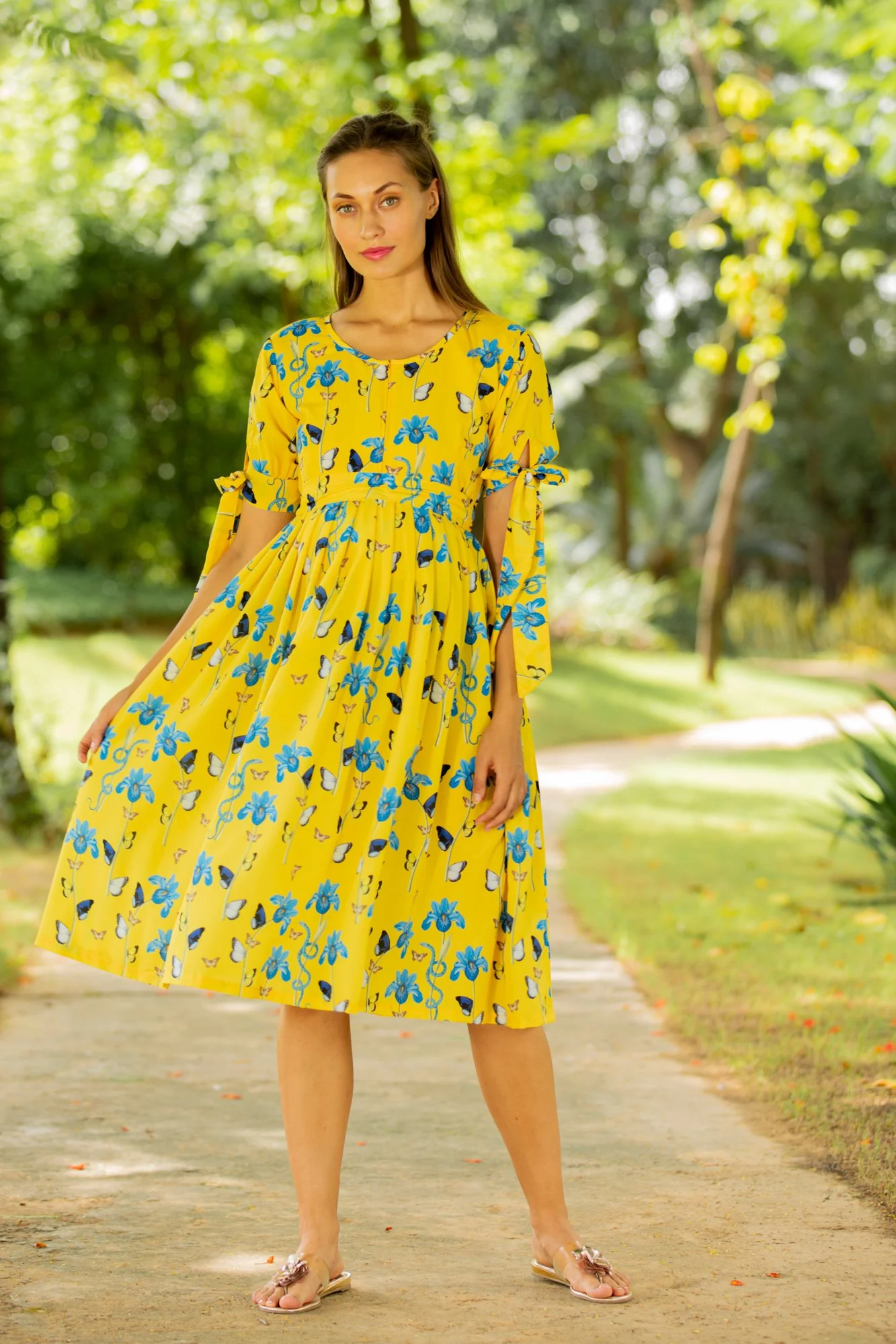 Sunshine Aqua Maternity & Nursing Tie Dress - Chenance