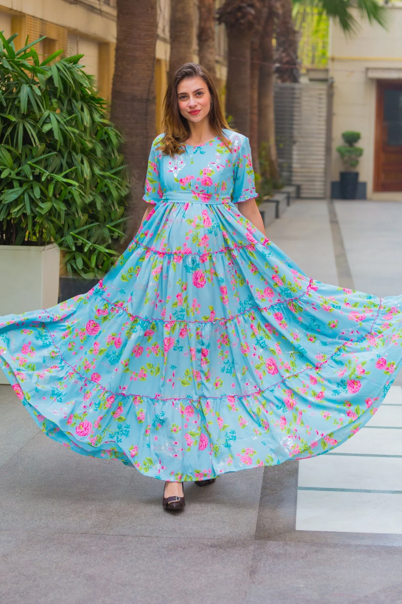 Luxe Victorian Maternity & Nursing Frill Dress - Chenance