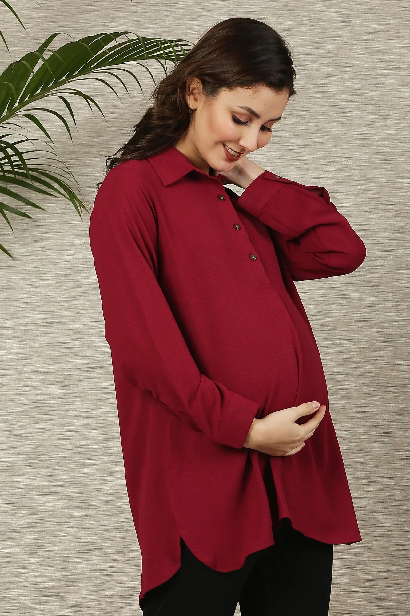 Classic Maroon Maternity & Nursing Shirt - Chenance