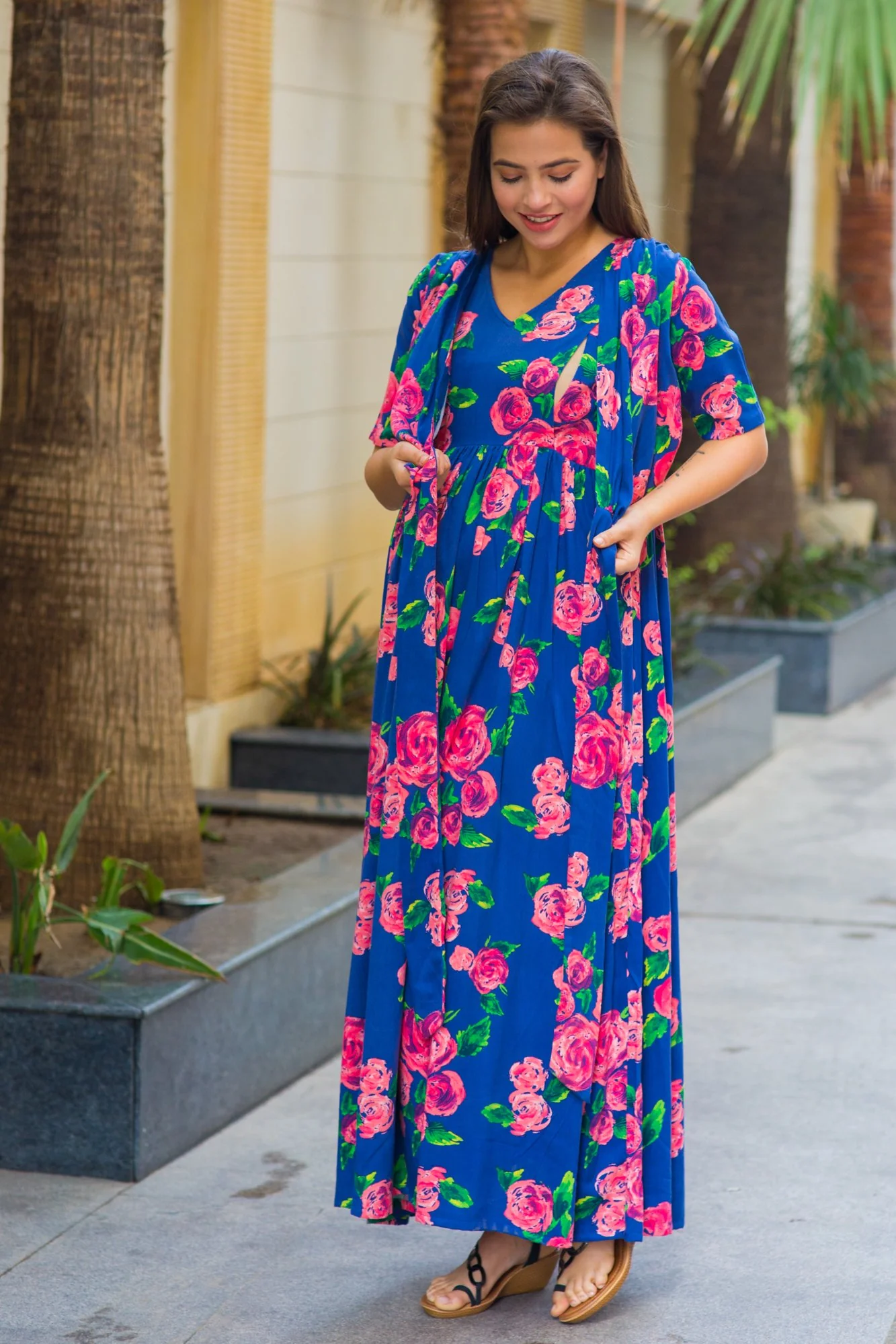 Rose Blossom Maternity & Nursing Wrap Dress - Chenance