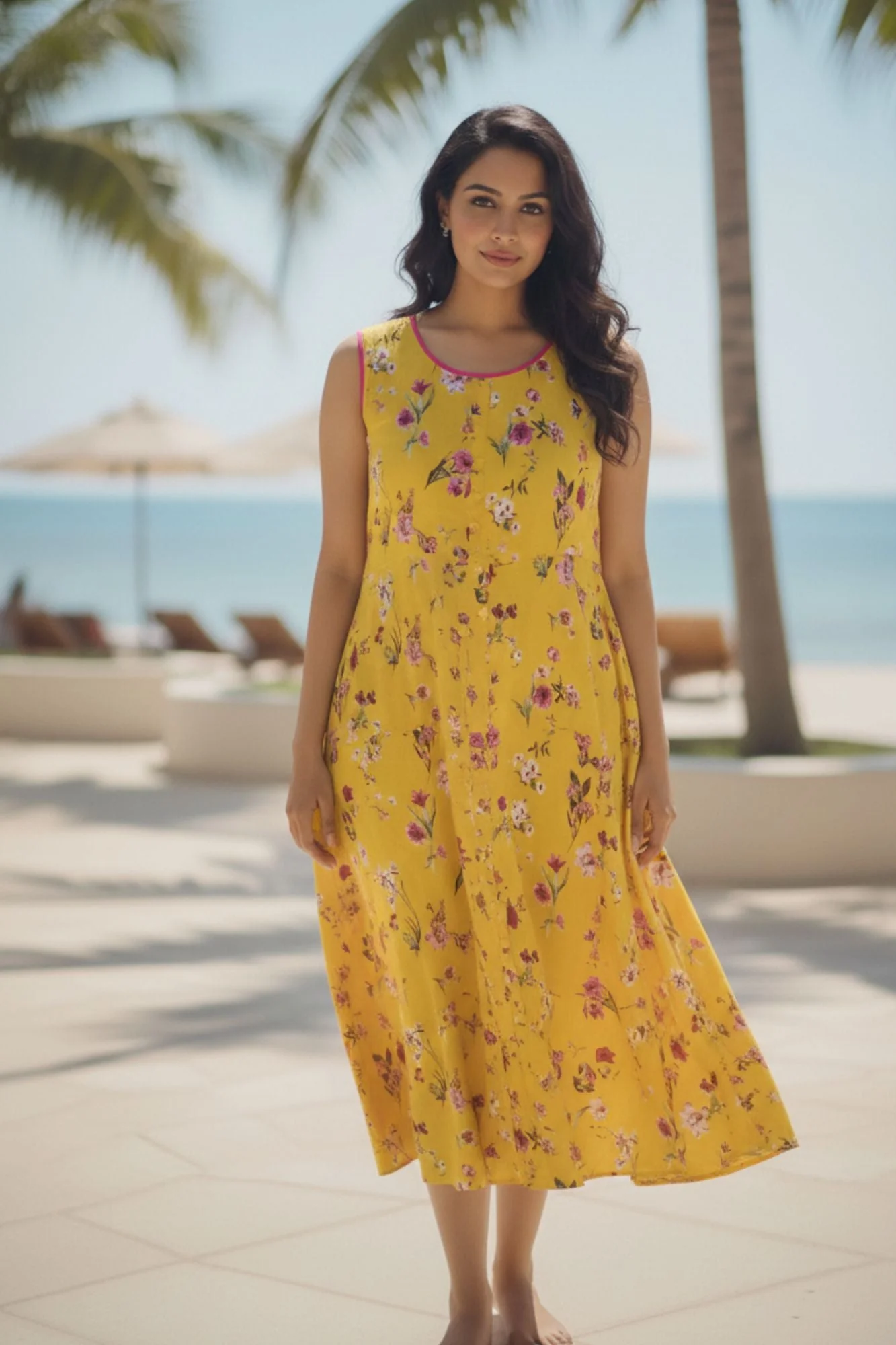 Breezy Mustard Floral Maternity & Nursing Dress - Chenance