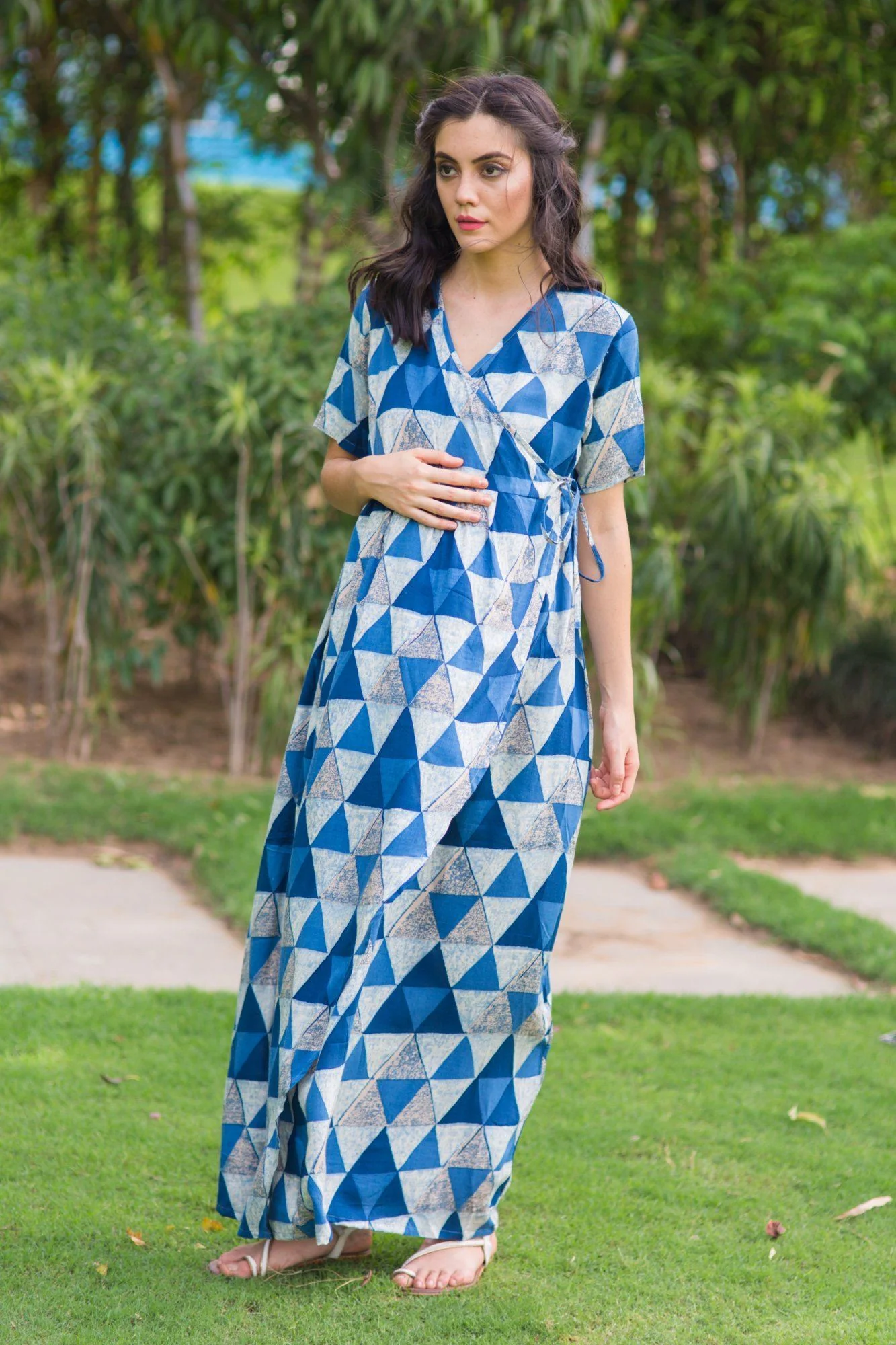 Cascading Breeze Tria Maternity & Nursing Wrap Dress - Chenance