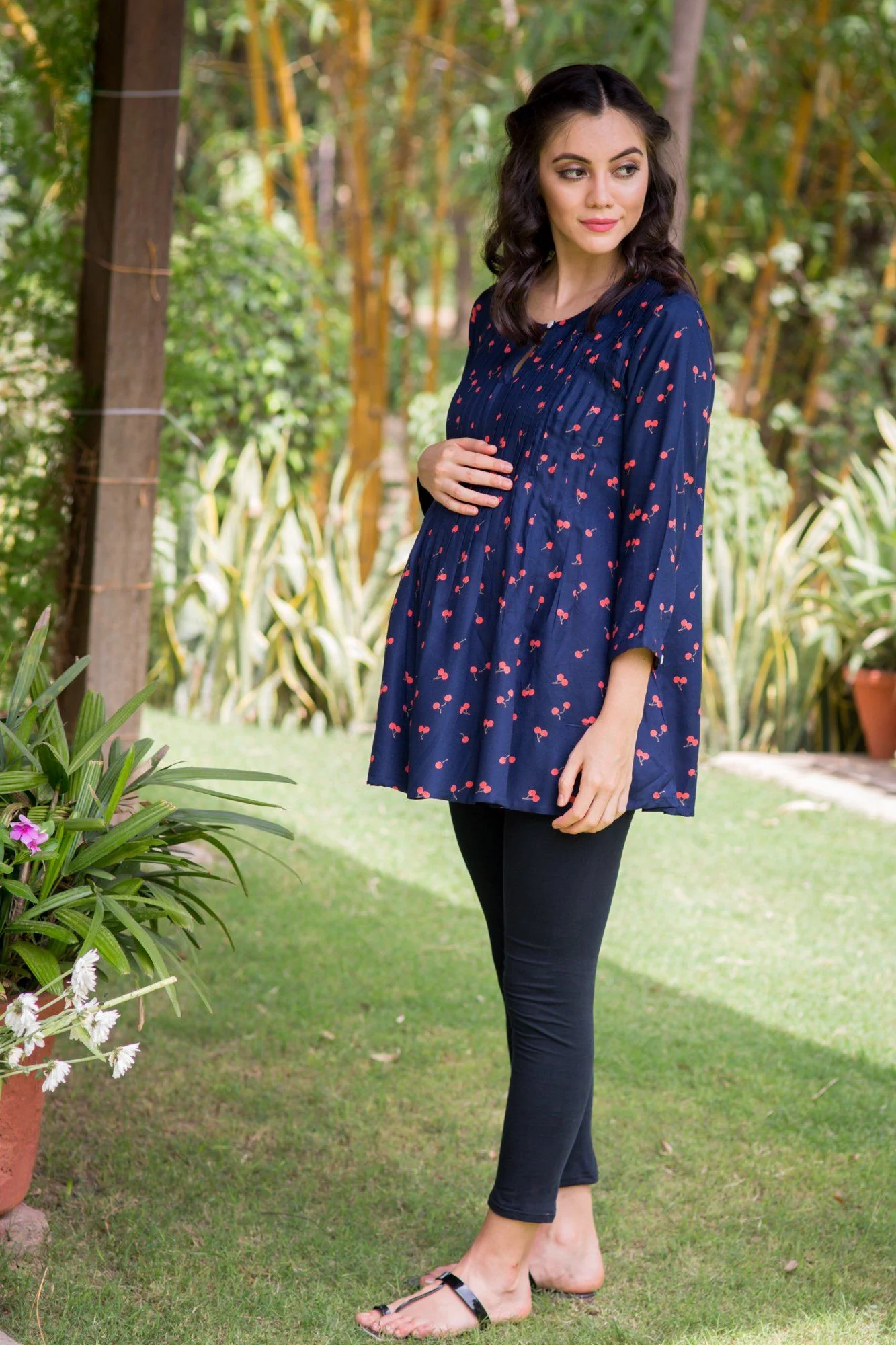 Cherry Pintucks Maternity & Nursing Top - Chenance