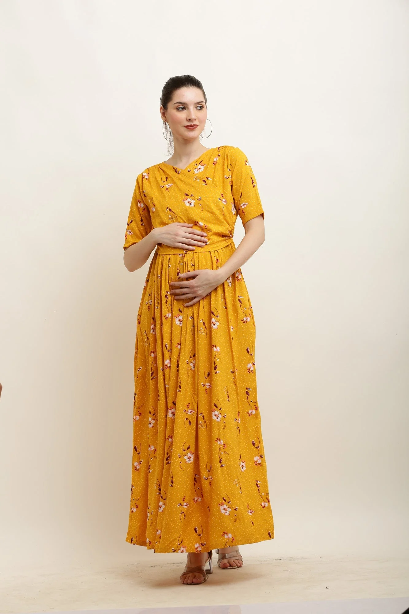 Pristine Medallion Floral Maternity & Nursing Wrap Dress - Chenance