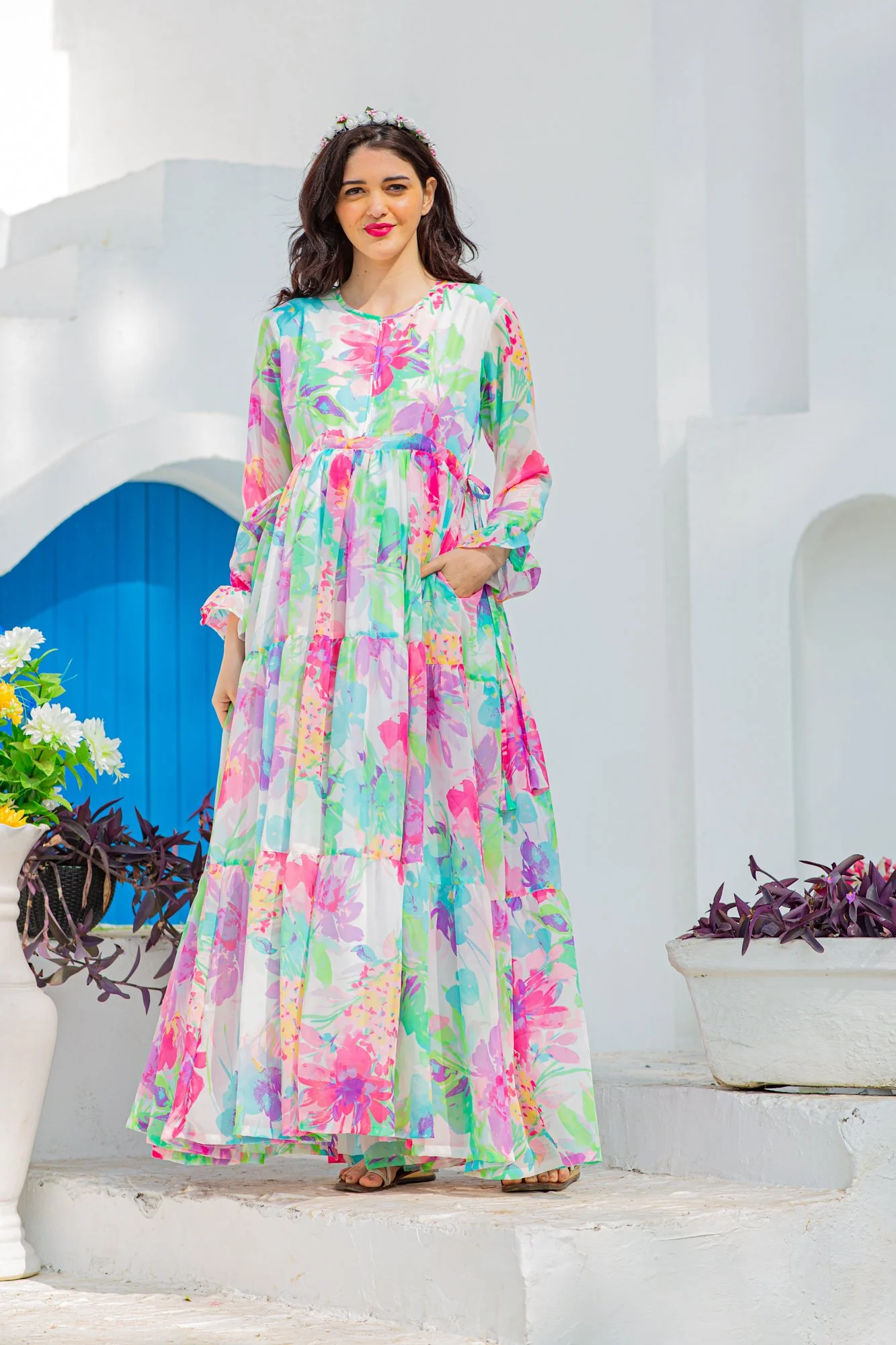 Calm Blossom Maternity & Nursing Layer Dress - Chenance