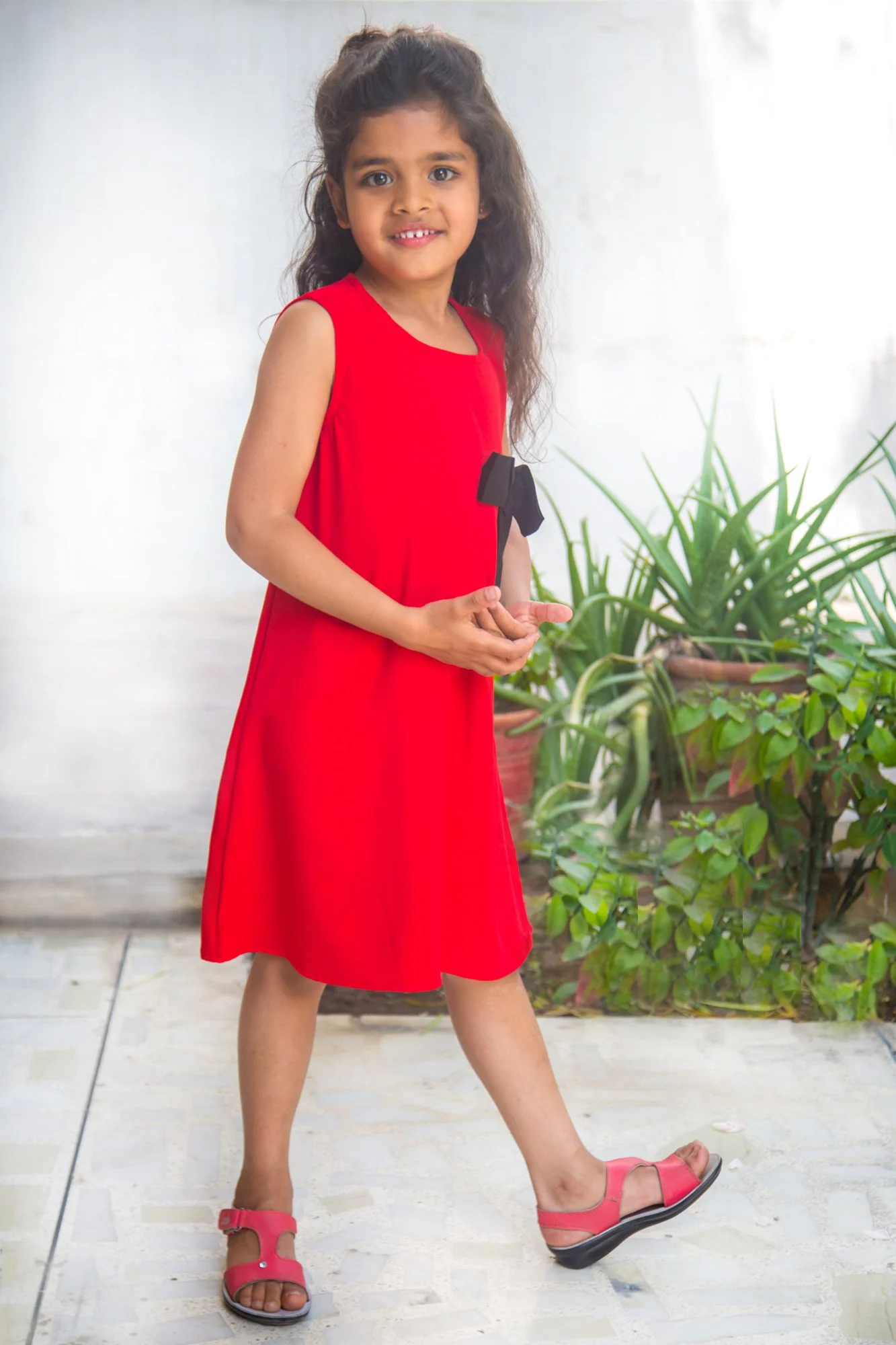 Cute Red Bow Sleeveless Dress (3 months to 8 years) - Chenance