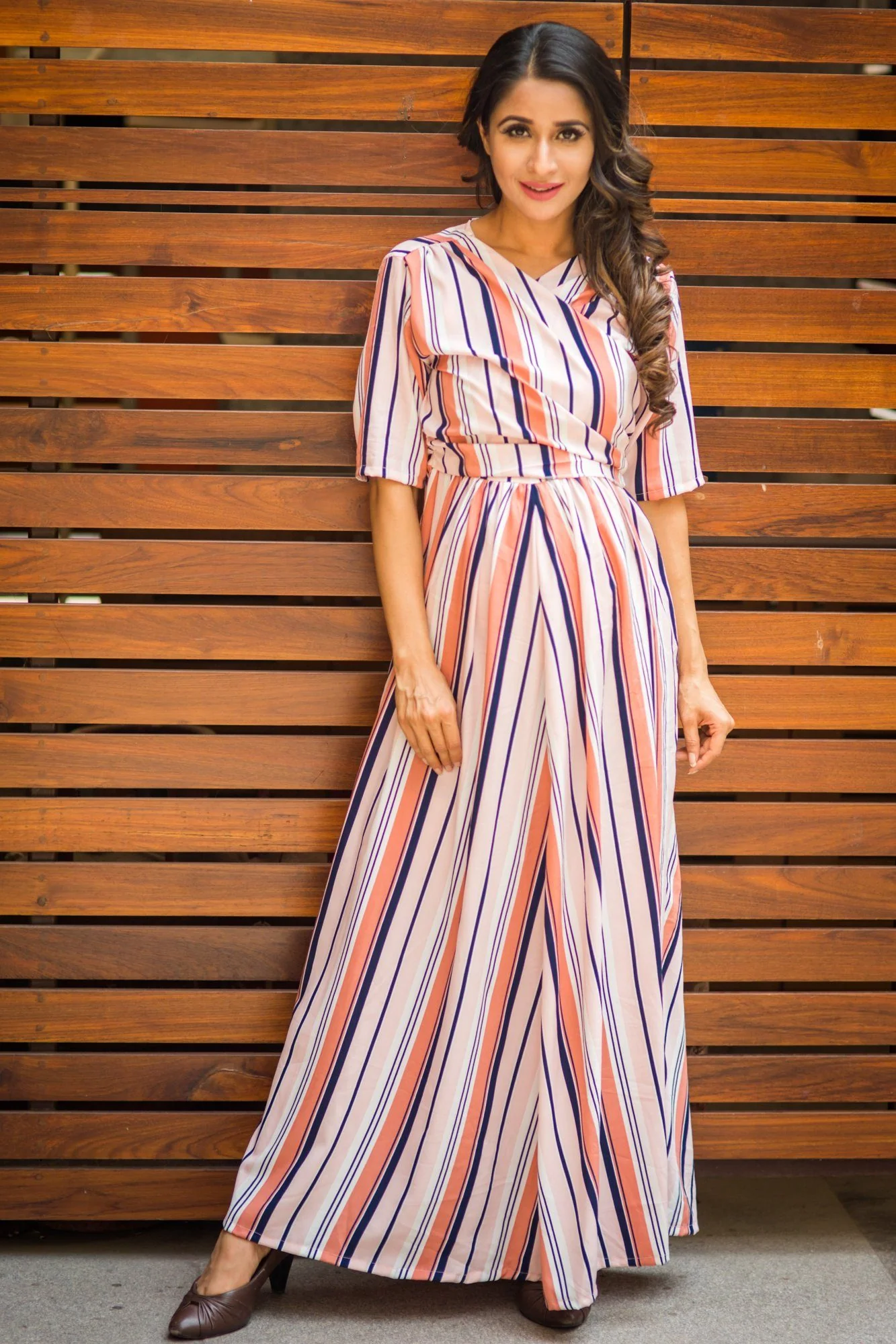 Candlelight Striped Maternity & Nursing Wrap Dress - Chenance