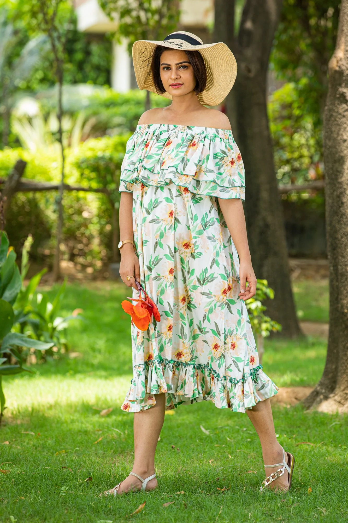 Olive Green Off-Shoulder Maternity Maxi - Chenance