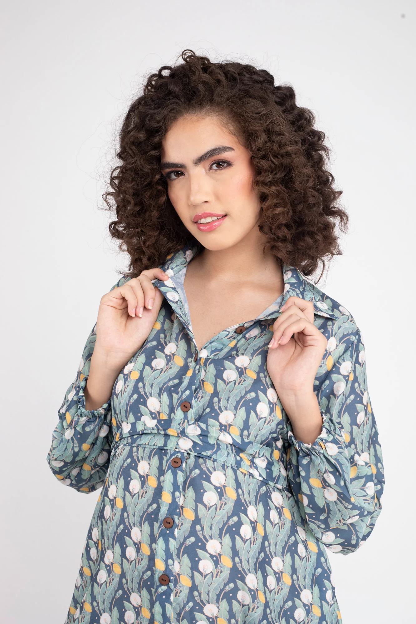 Daisy Green Maternity & Nursing Frill Shirt Dress - Chenance