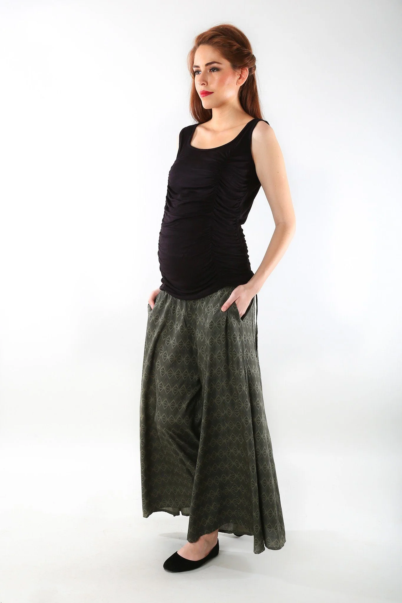 Breezy Green Print Maternity Palazzo - Chenance