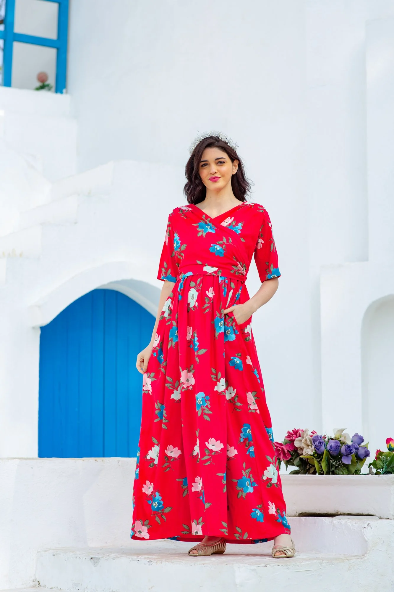 Cherry Blossom Maternity & Nursing Wrap Dress - Chenance
