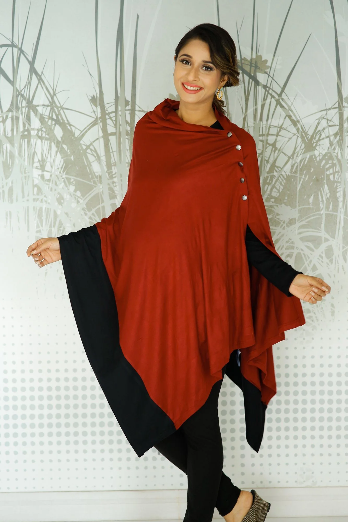 Stretchable Rust Maroon Versatile Nursing Stole - Chenance
