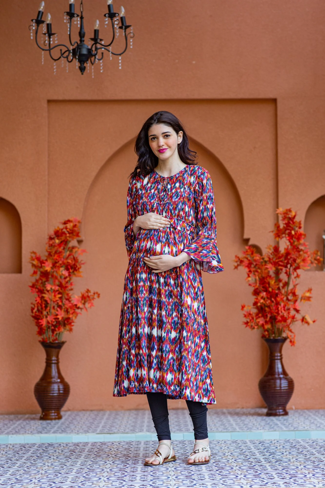 Ikat Mesh Maternity & Nursing Dress - Chenance