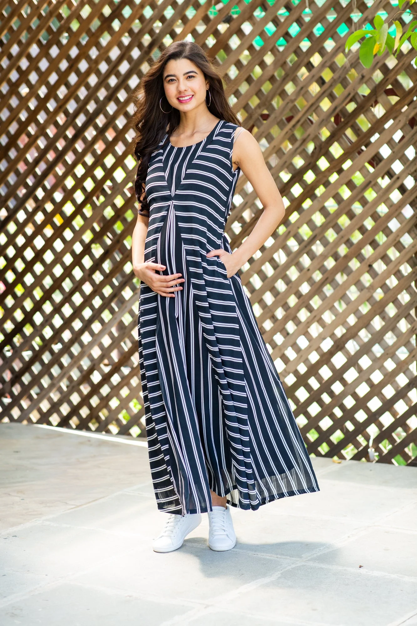 Classic Dual Striped Maternity & Nursing Maxi - Chenance