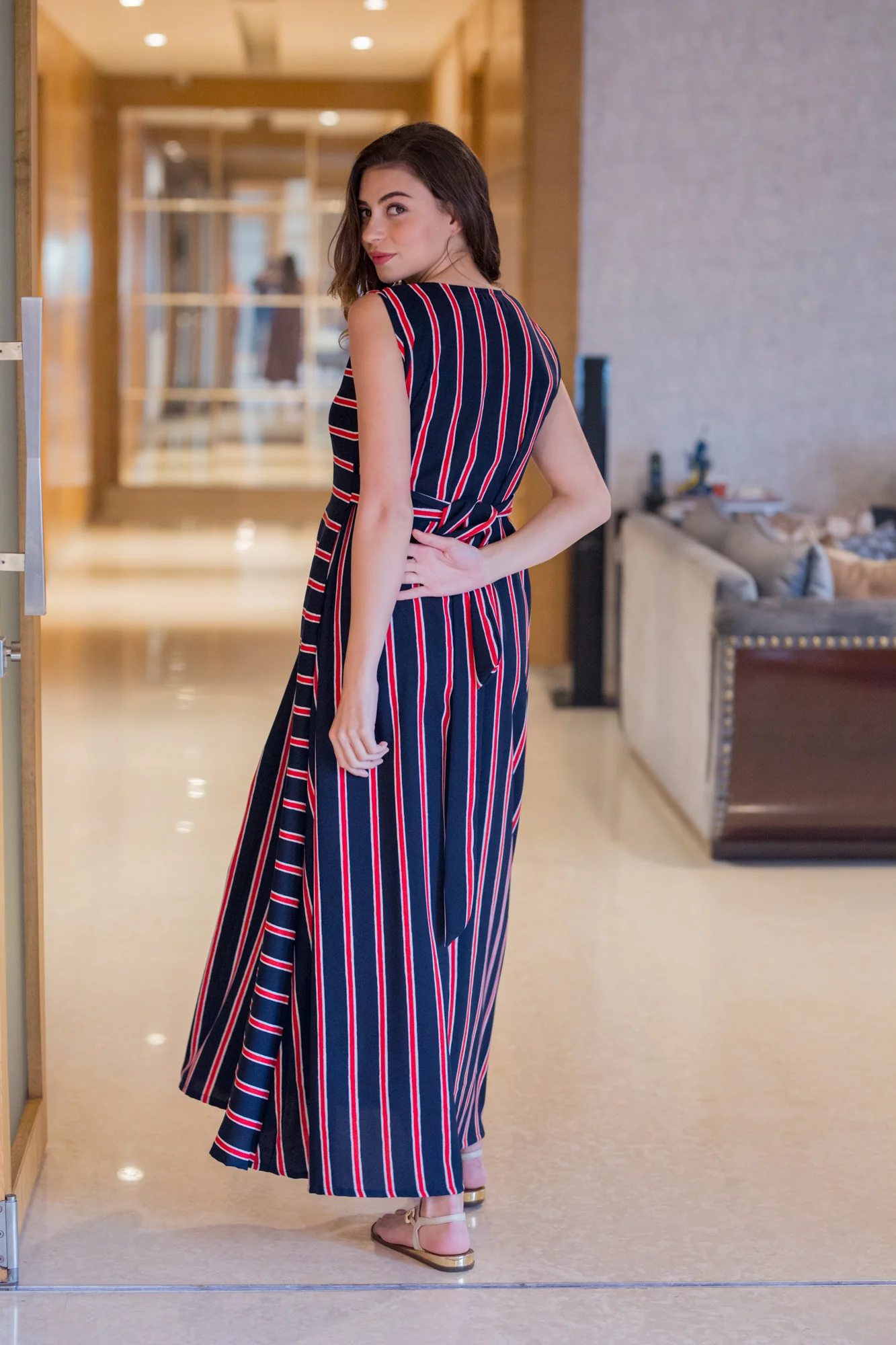 Nautical Chic Striped Maternity and Nursing Maxi Dress - Chenance