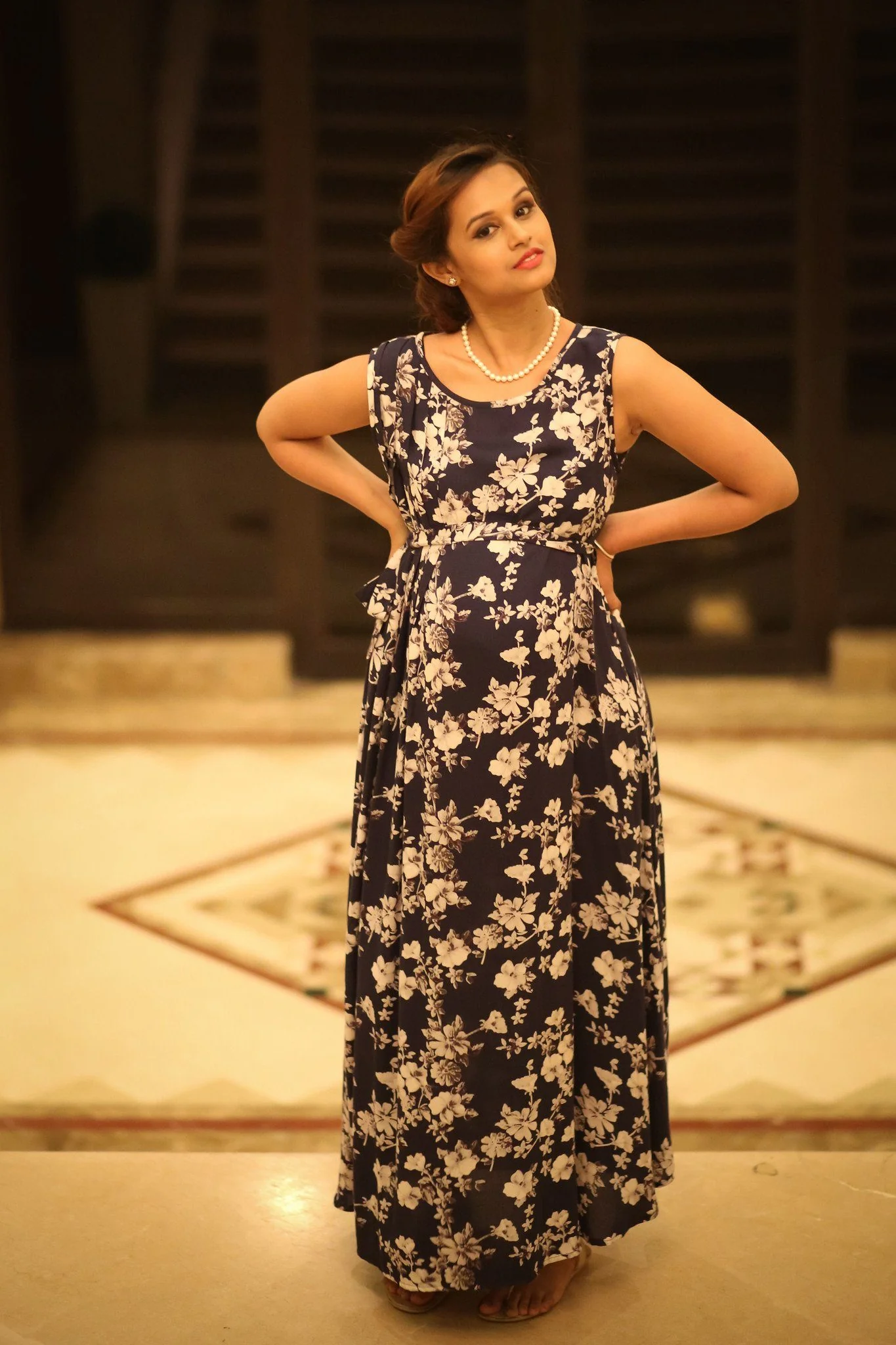 Blue Empire Maternity Dress - Chenance