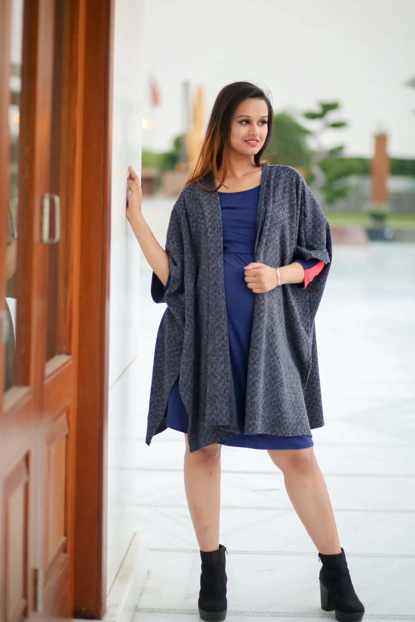 Navy Blue Chic Maternity & Nursing Dress - Chenance