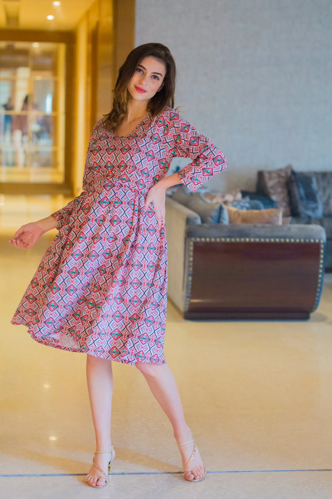 Abstract Geo Maternity & Nursing Dress - Chenance