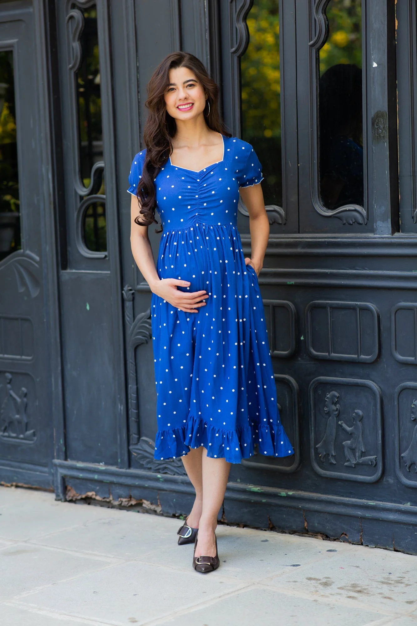 Winsome Blue Sprinkle Maternity Dress - Chenance