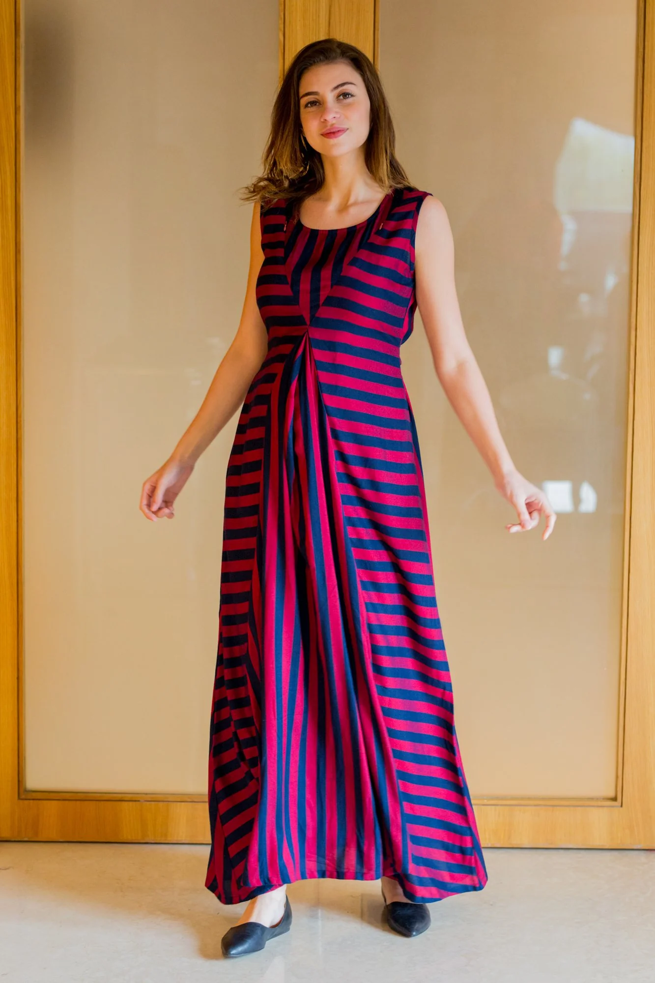 Victoria Striped Maternity and Nursing Maxi - Chenance