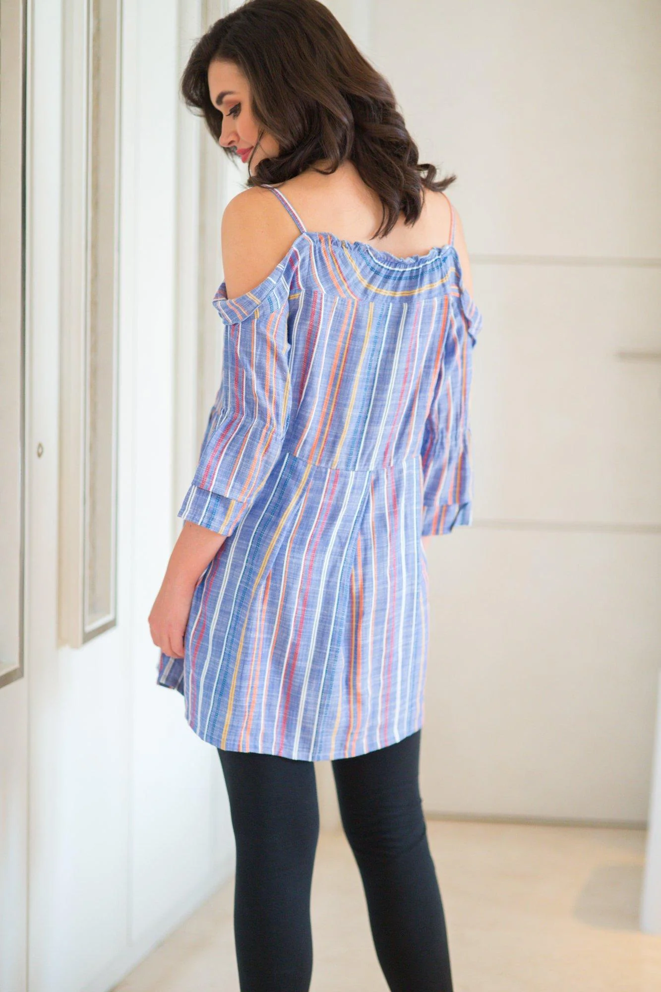 Chic Denim Striped Maternity Top - Chenance