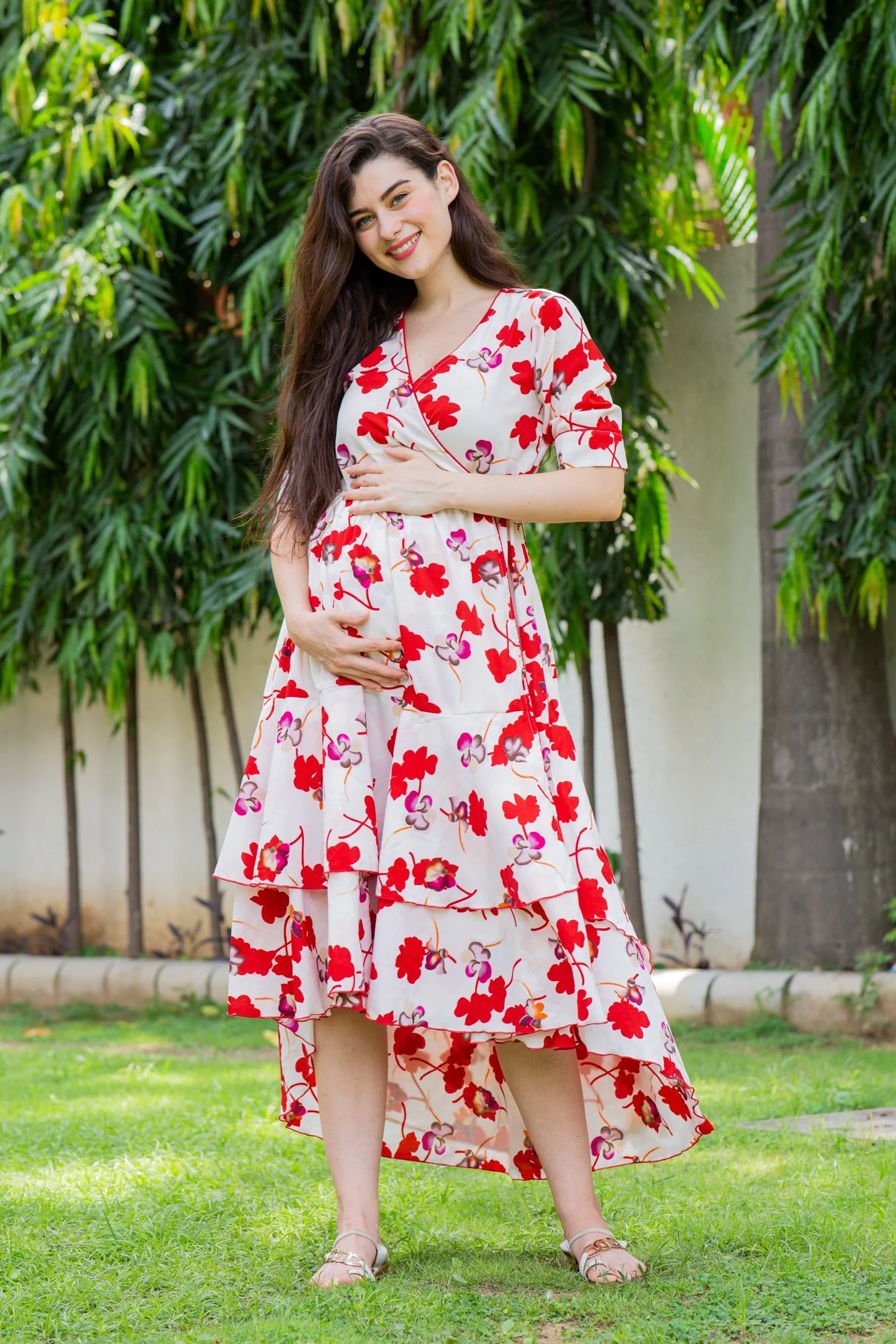 Venetian Floral Maternity & Nursing Flair Dress - Chenance