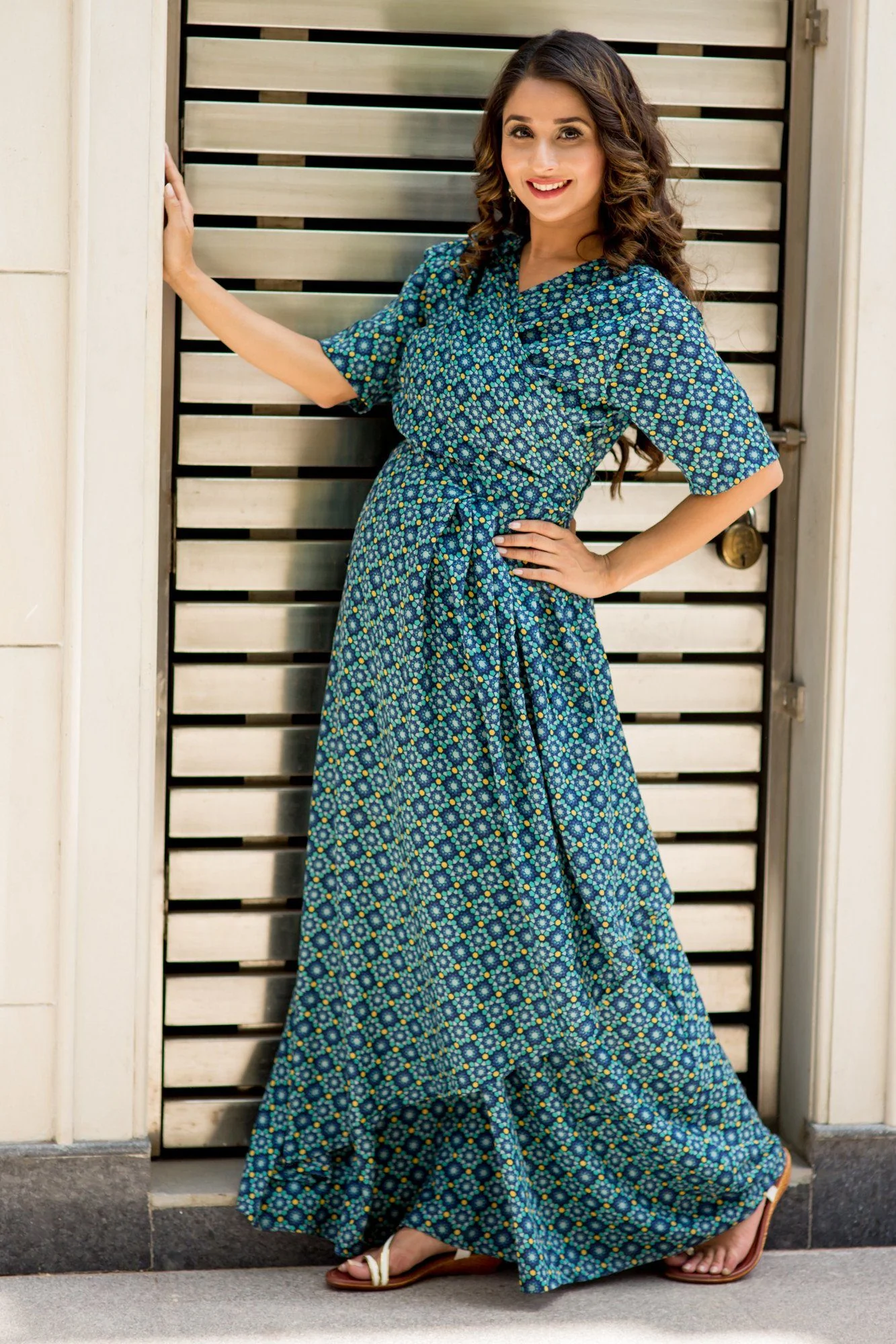 Cascading Diamond Wrap Maternity & Nursing Dress - Chenance