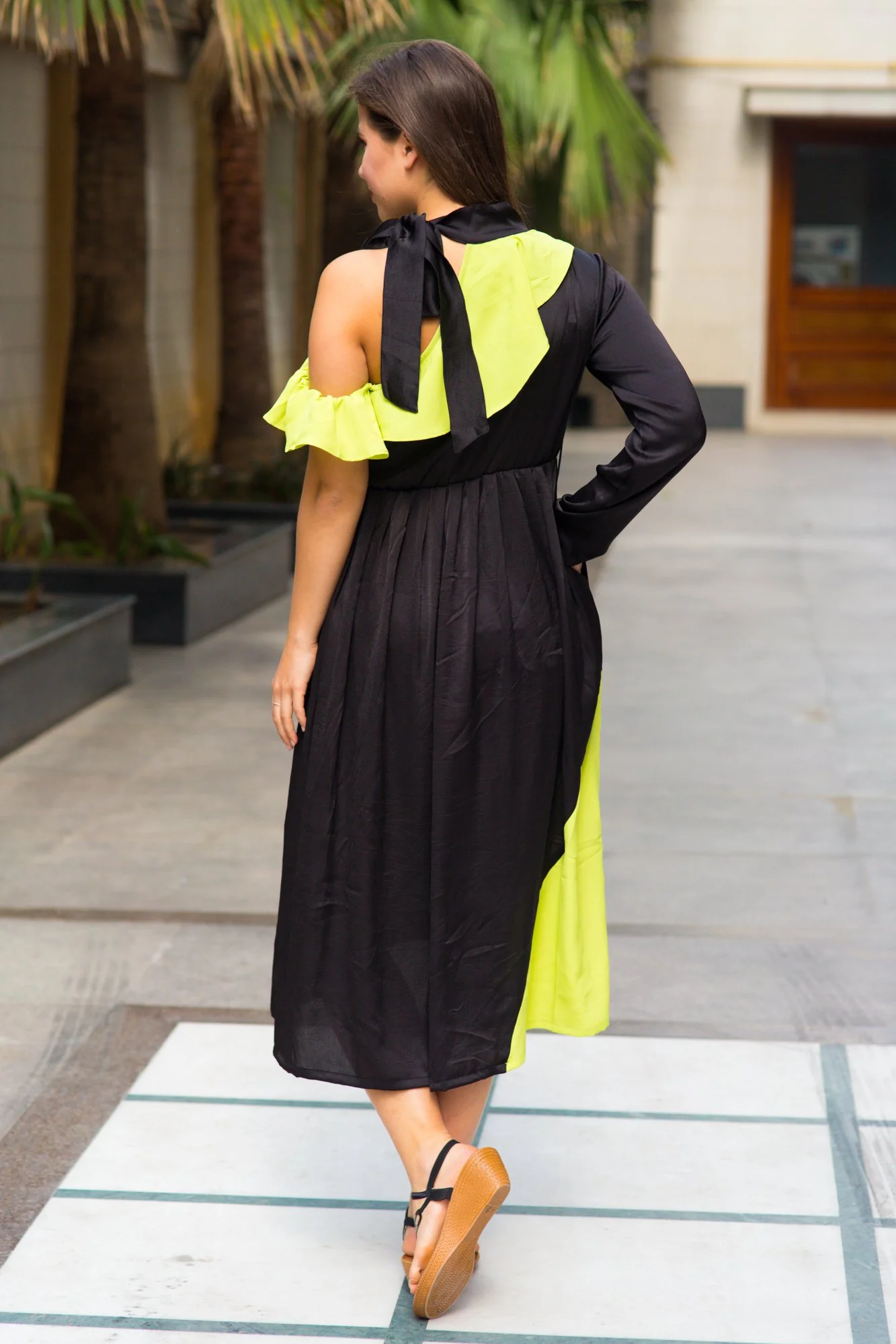 Jade Lime Neck Tie Maternity & Nursing Dress - Chenance