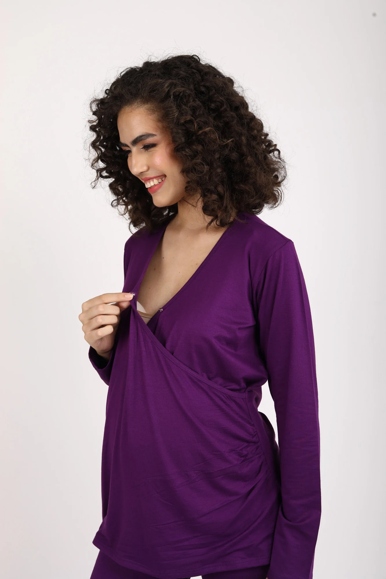 247 Comfy Purple Wrap Maternity Athleisure Set - Chenance