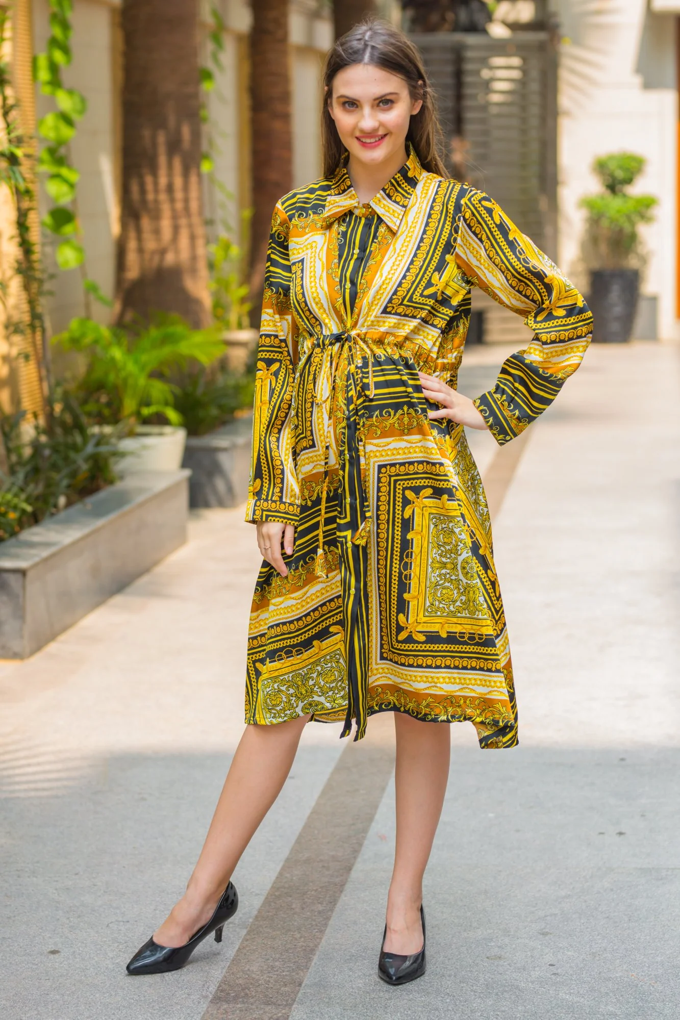 Victorian Yellow Maternity & Nursing Dress - Chenance