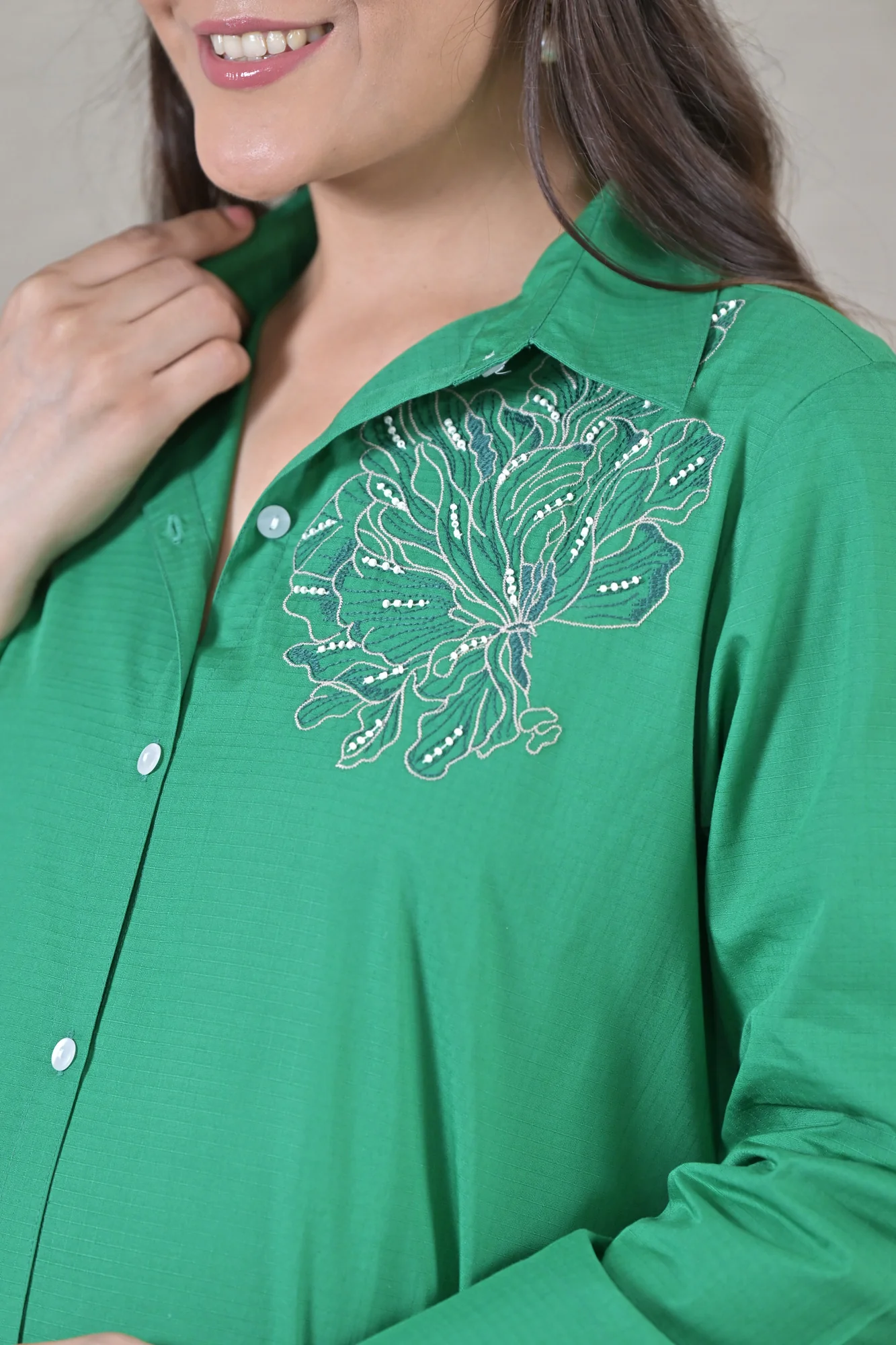 Appliqu  d Forest Maternity & Nursing Shirt Coord Set (2 pc) (100% Cotton) - Chenance