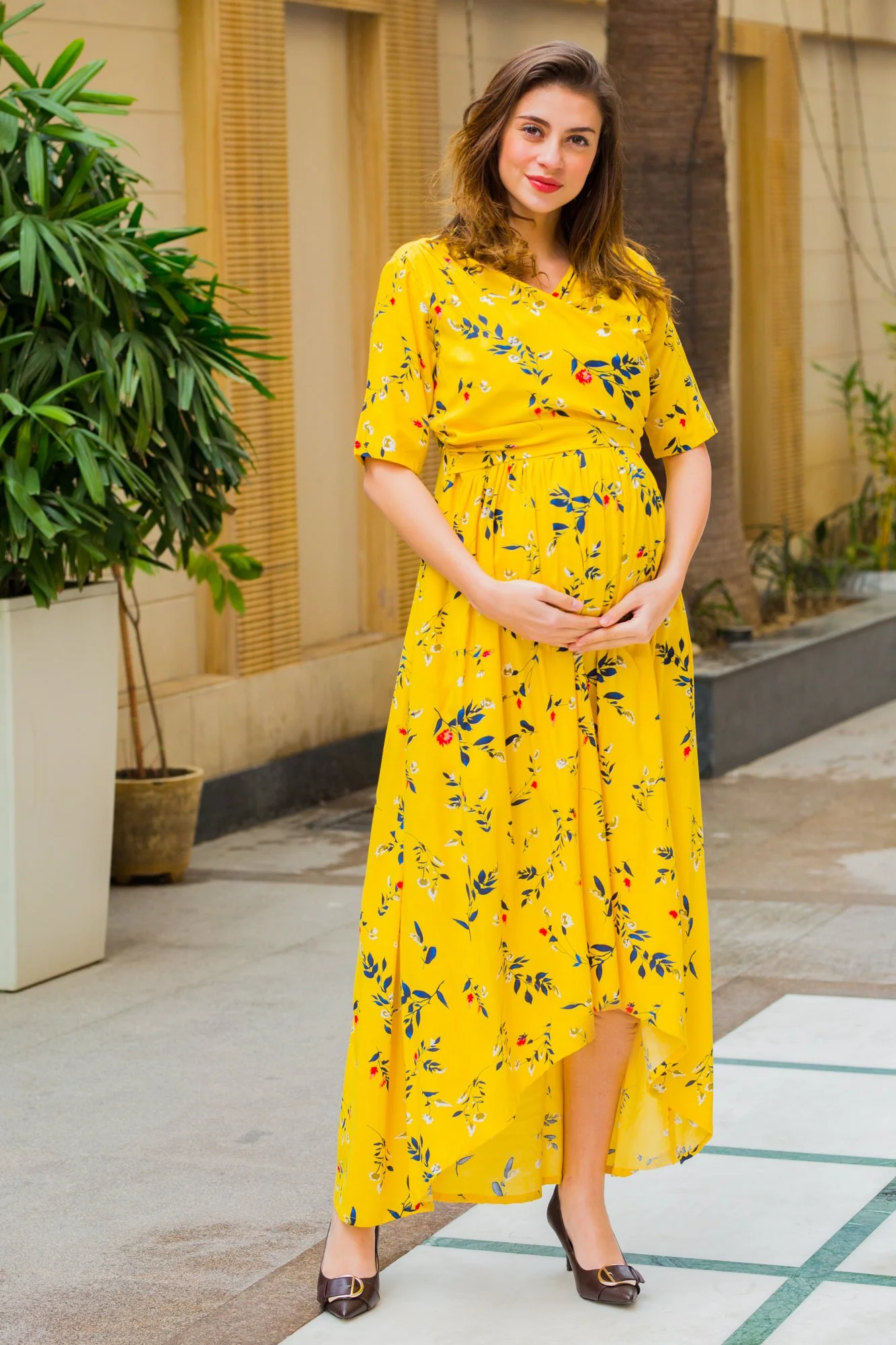 Honey Floral Maternity & Nursing Wrap Dress - Chenance