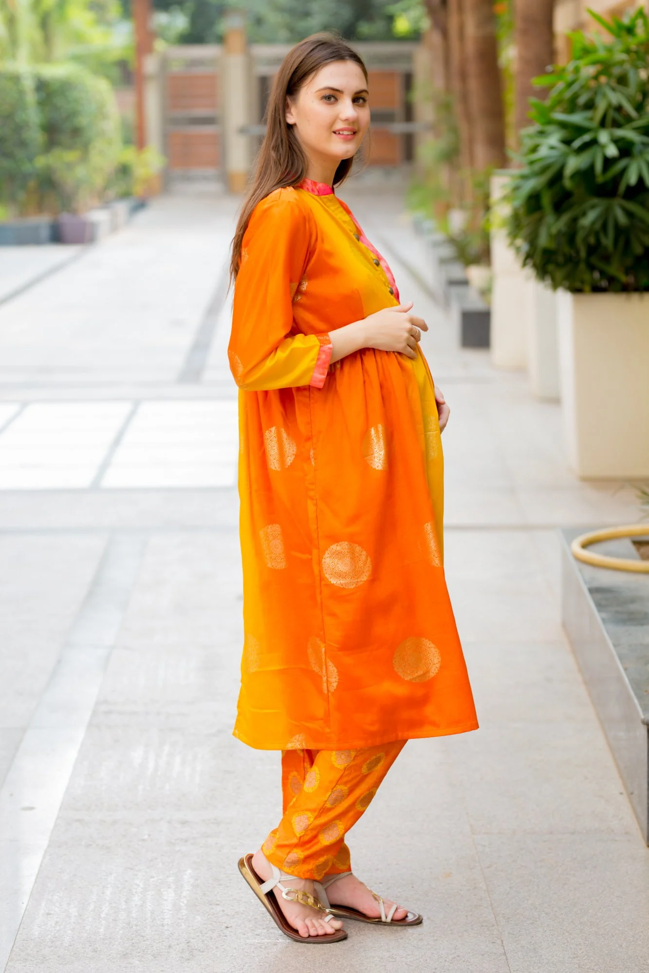 Earthy Pink Maternity & Nursing Kurta - Chenance