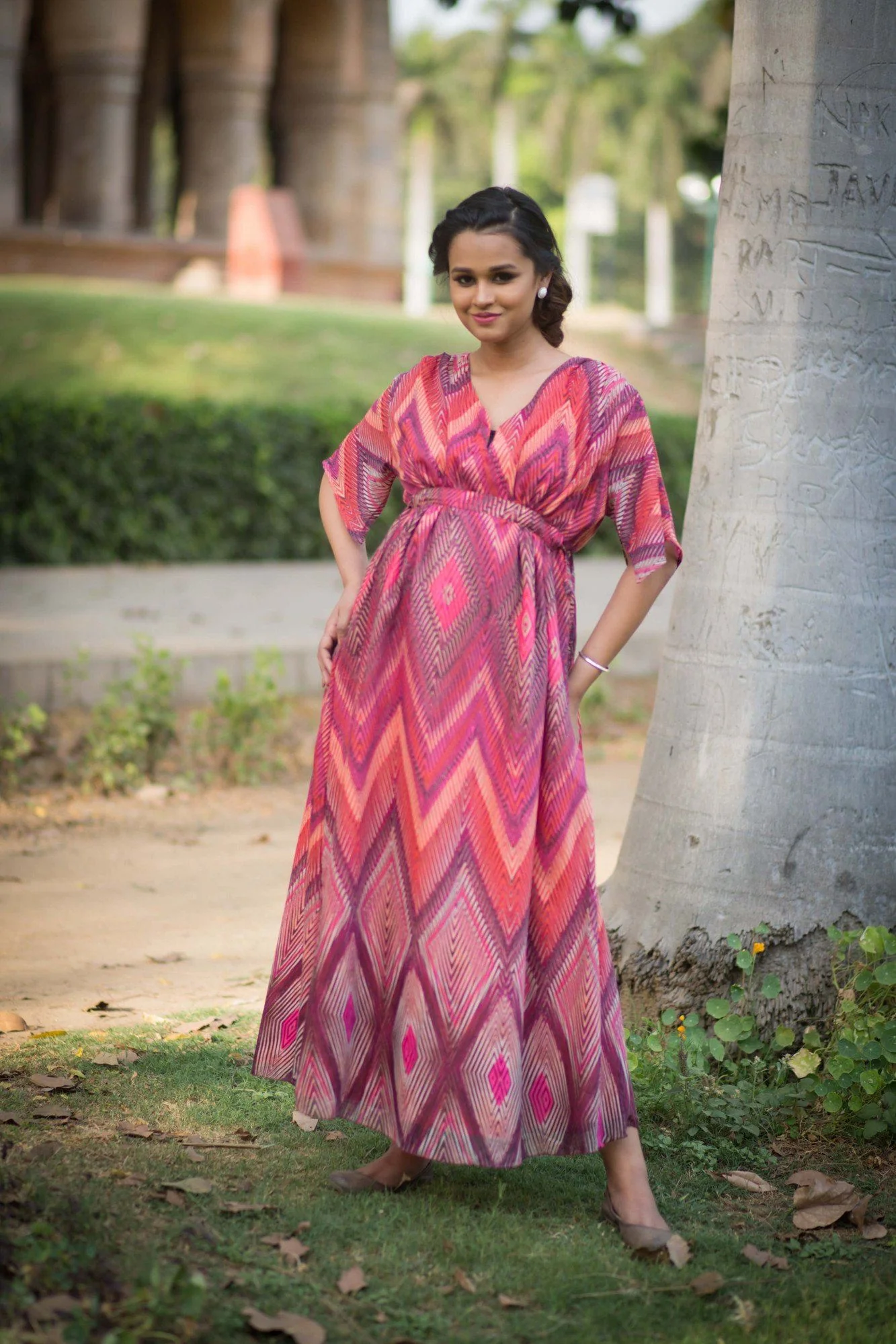 Printed Maternity Kimono Dress - Chenance