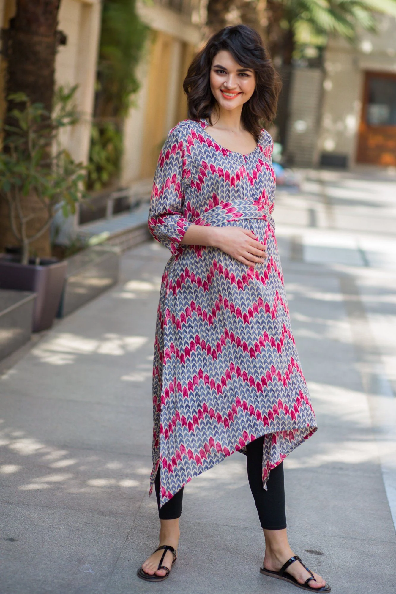 Orchid Zig Zag Maternity & Nursing Kurta - Chenance