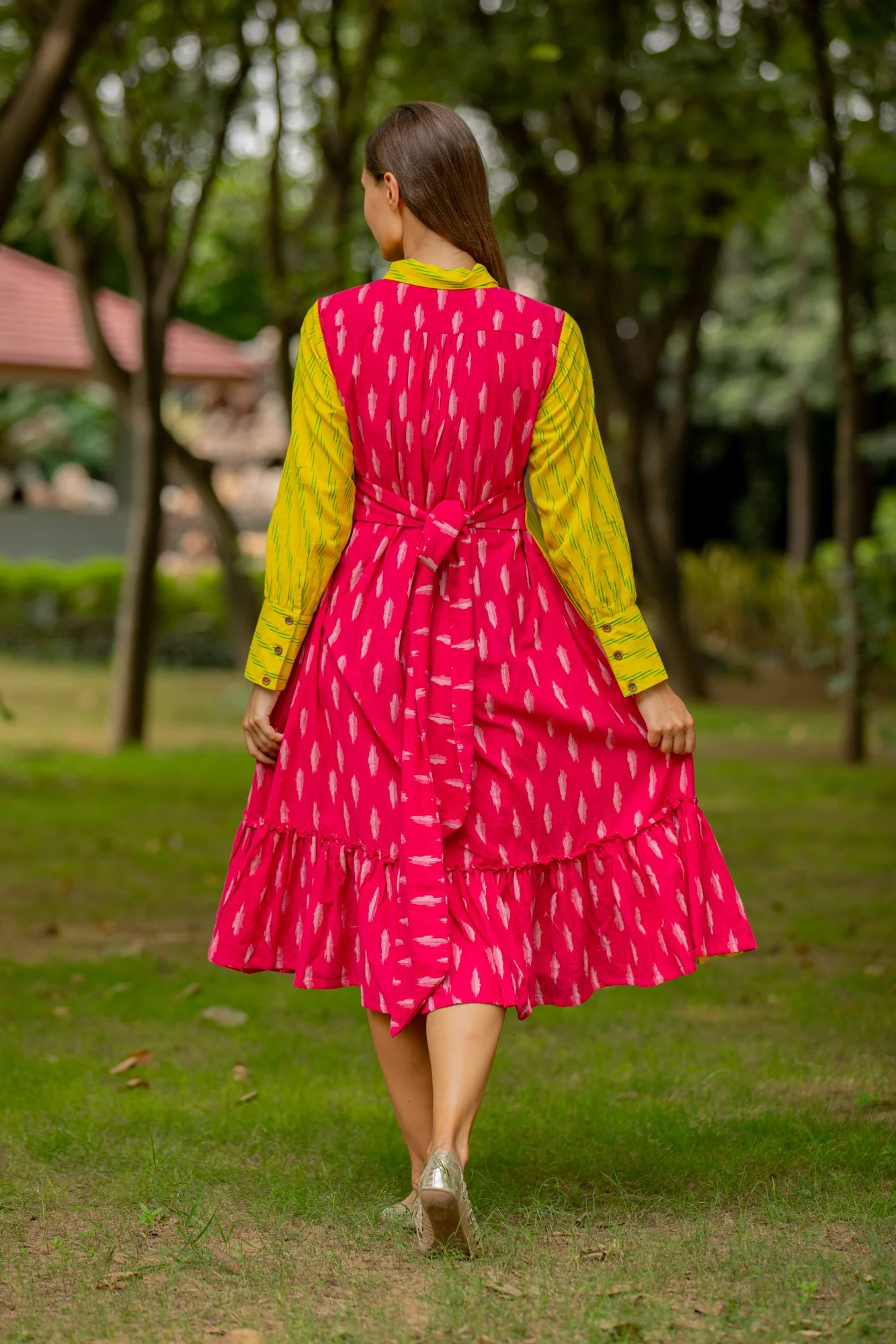 Lemon Pink Cotton Maternity & Nursing Collar Dress - Chenance