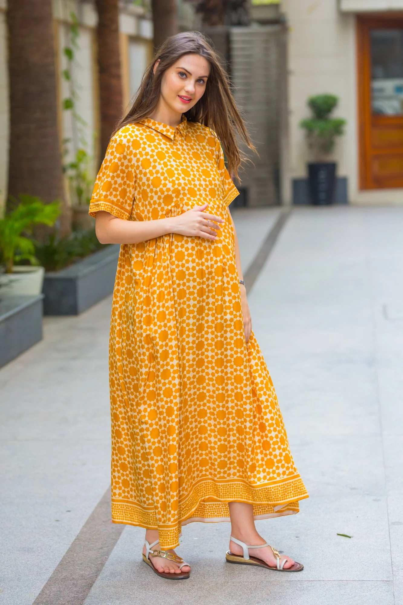 Sunny Printed Maternity & Nursing Dress - Chenance