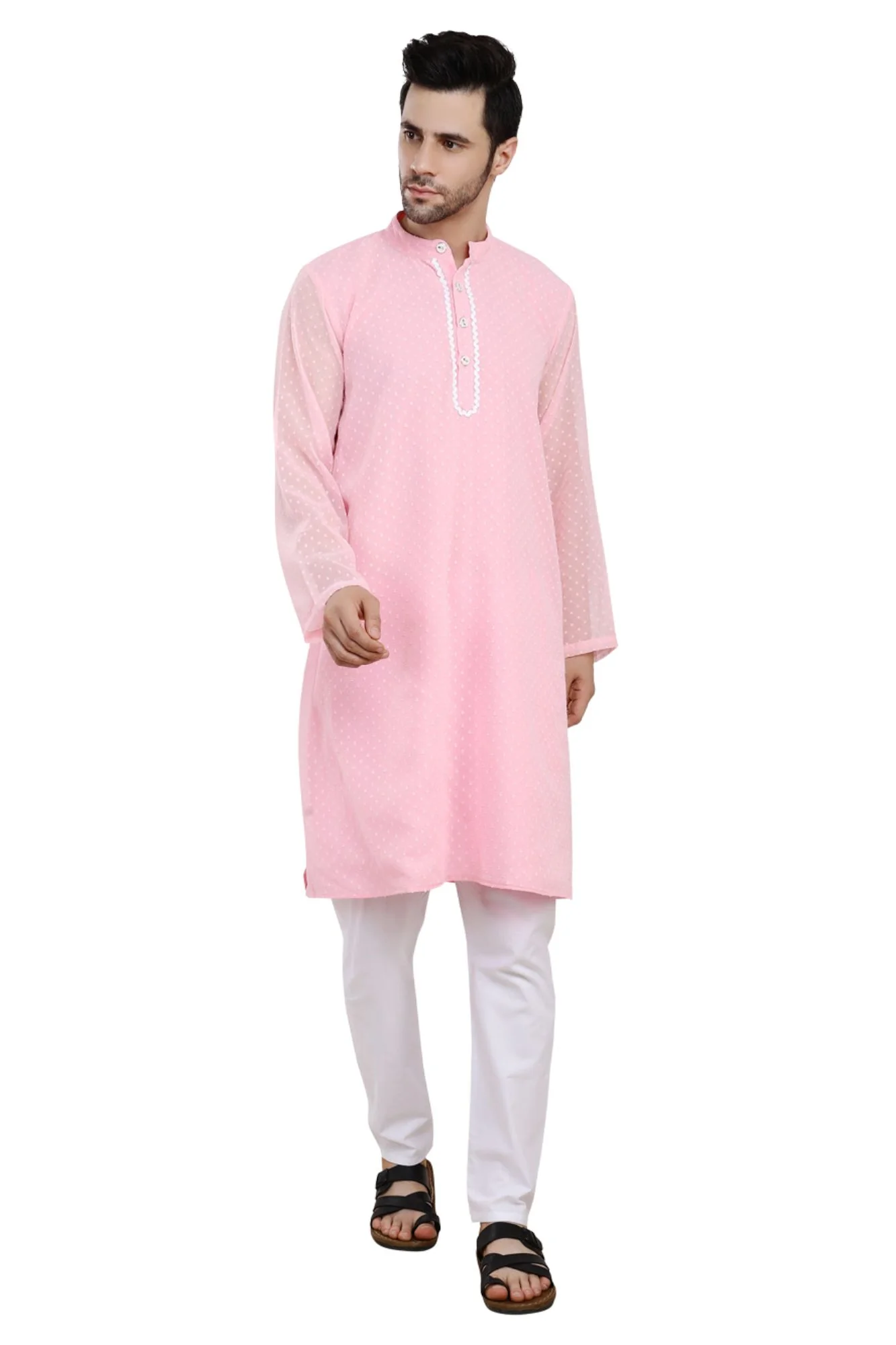 Men Classic Lavish Pink Kurta - Chenance